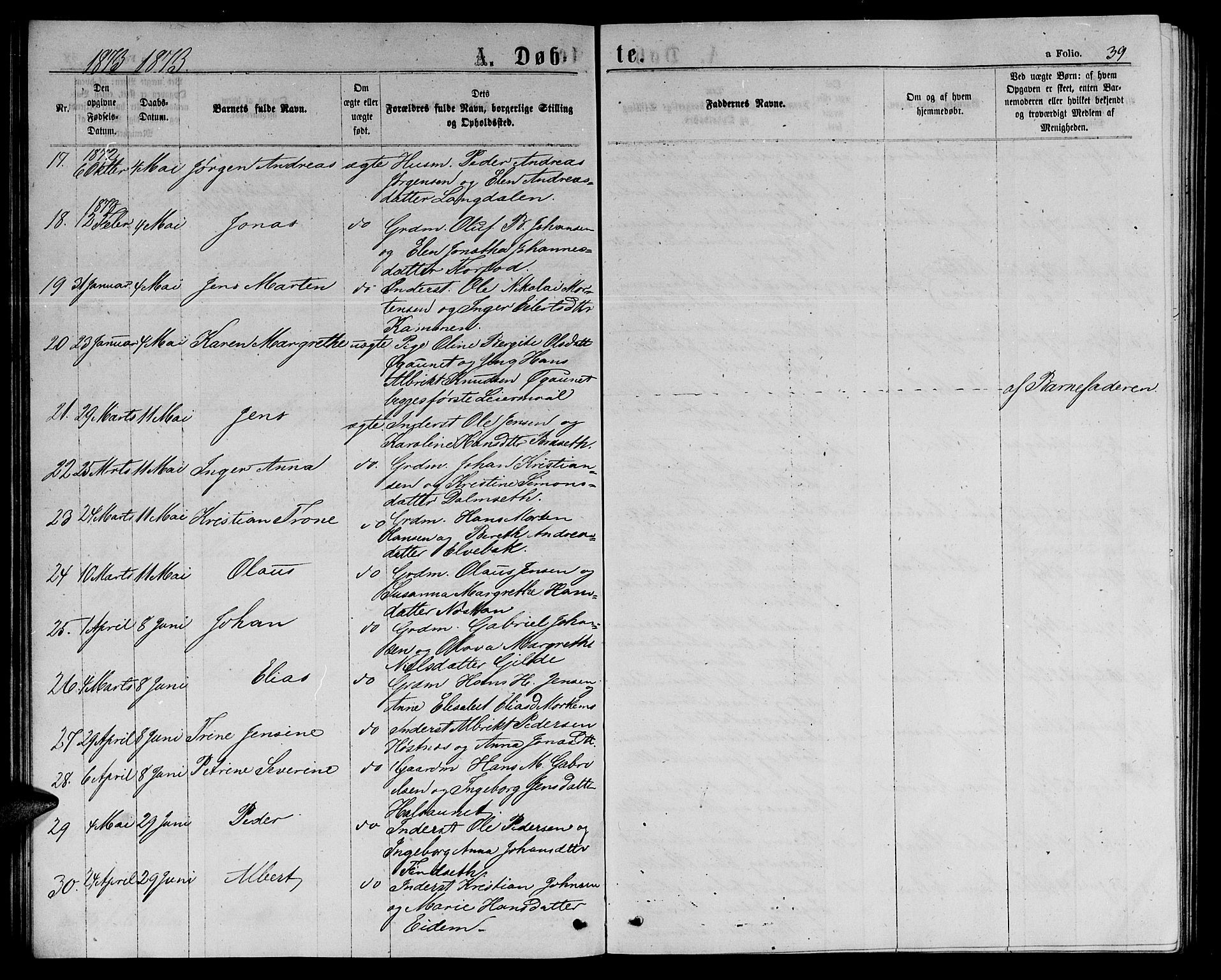 Ministerialprotokoller, klokkerbøker og fødselsregistre - Sør-Trøndelag, SAT/A-1456/655/L0686: Parish register (copy) no. 655C02, 1866-1879, p. 39