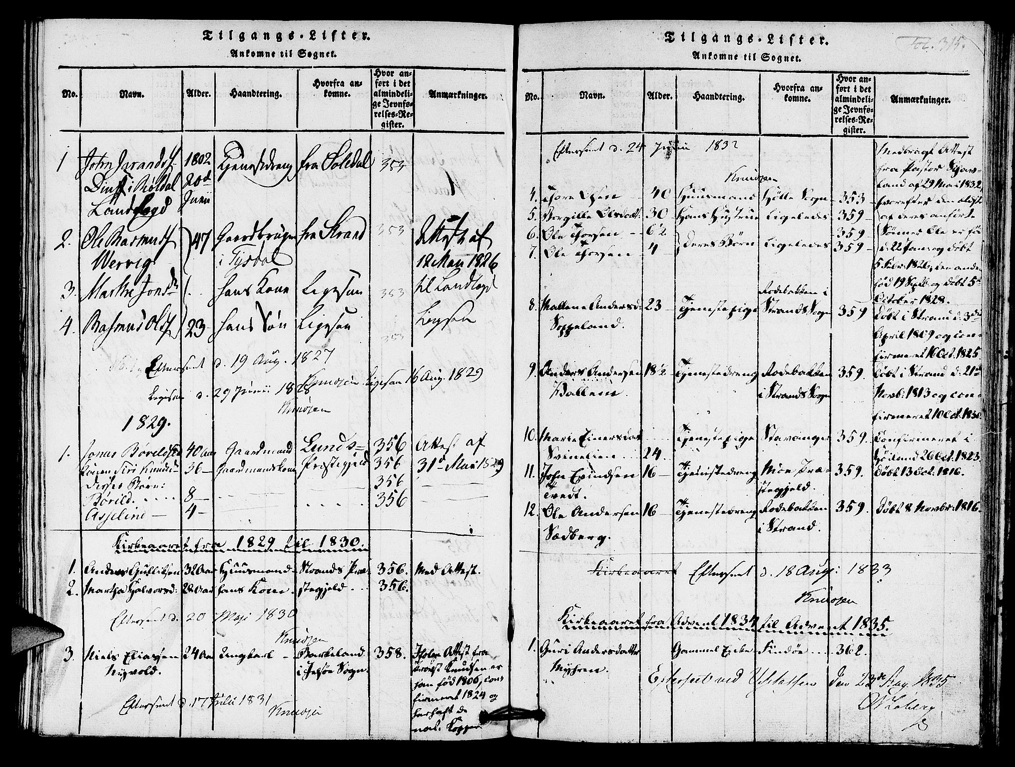 Hjelmeland sokneprestkontor, AV/SAST-A-101843/01/IV/L0005: Parish register (official) no. A 5, 1816-1841, p. 315