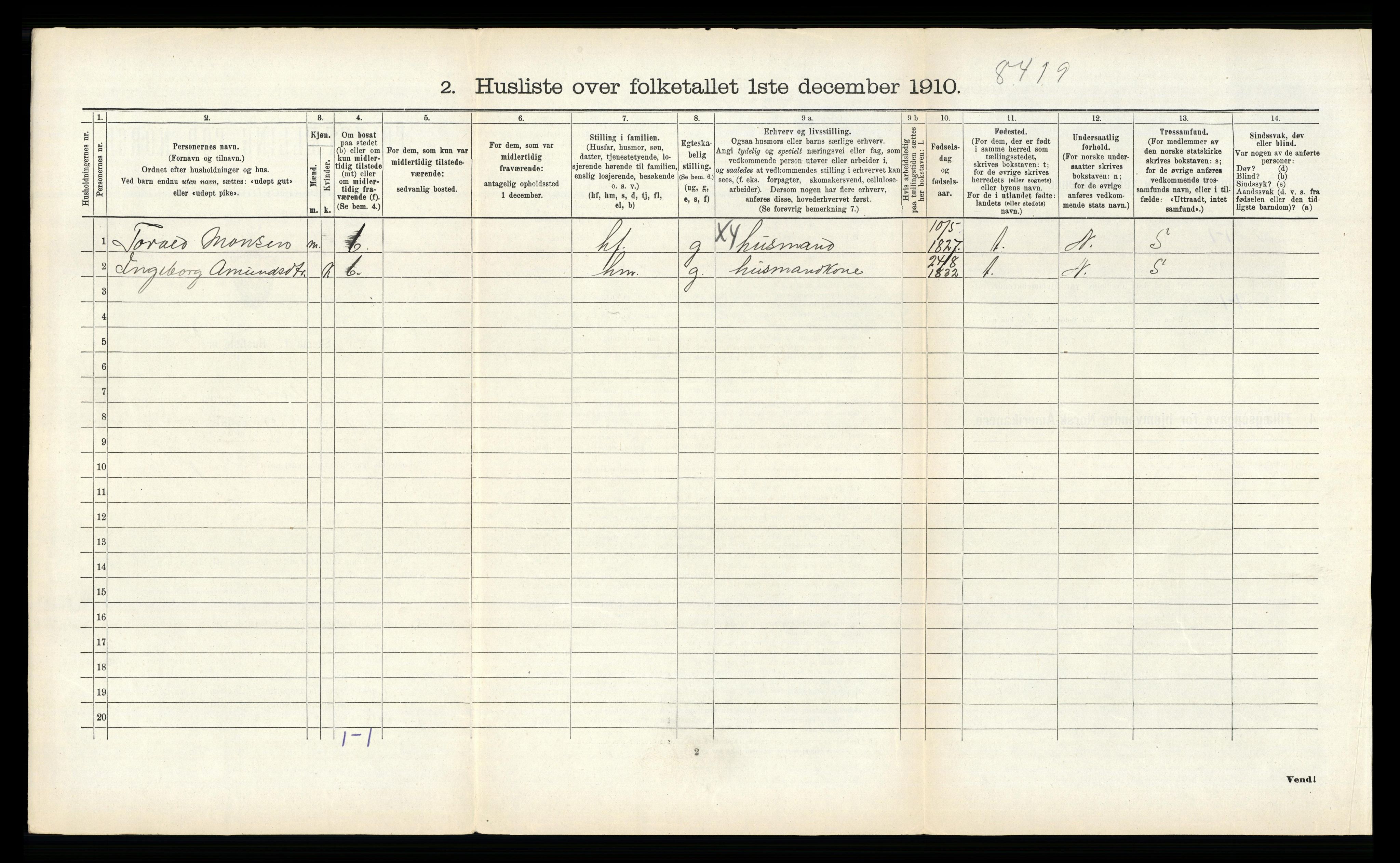 RA, 1910 census for Aurland, 1910, p. 698