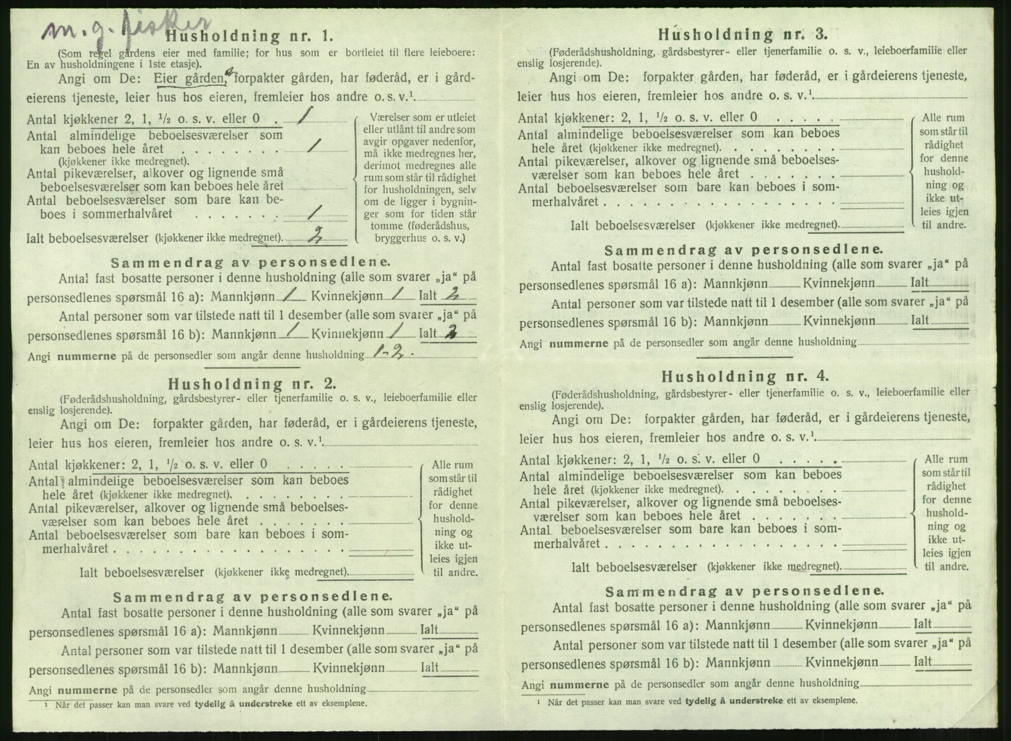 SAT, 1920 census for Hopen, 1920, p. 293