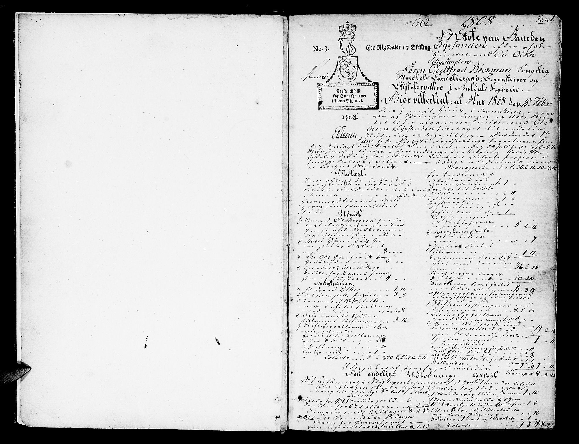 Gauldal sorenskriveri, SAT/A-0014/1/3/3A/L0012: Skifteprotokoll, 1808-1822, p. 0b-1a