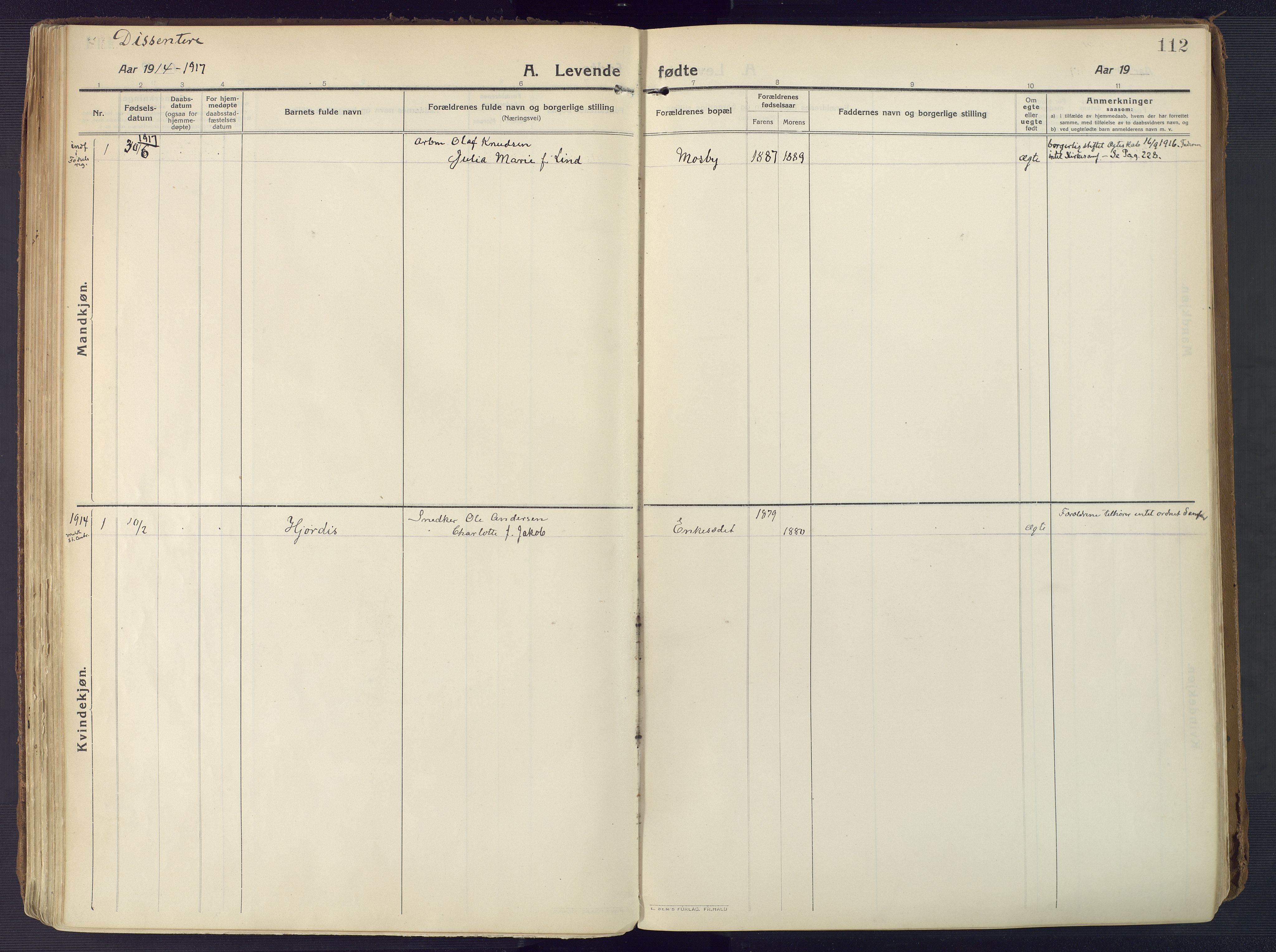Oddernes sokneprestkontor, SAK/1111-0033/F/Fa/Faa/L0012: Parish register (official) no. A 12, 1912-1925, p. 112
