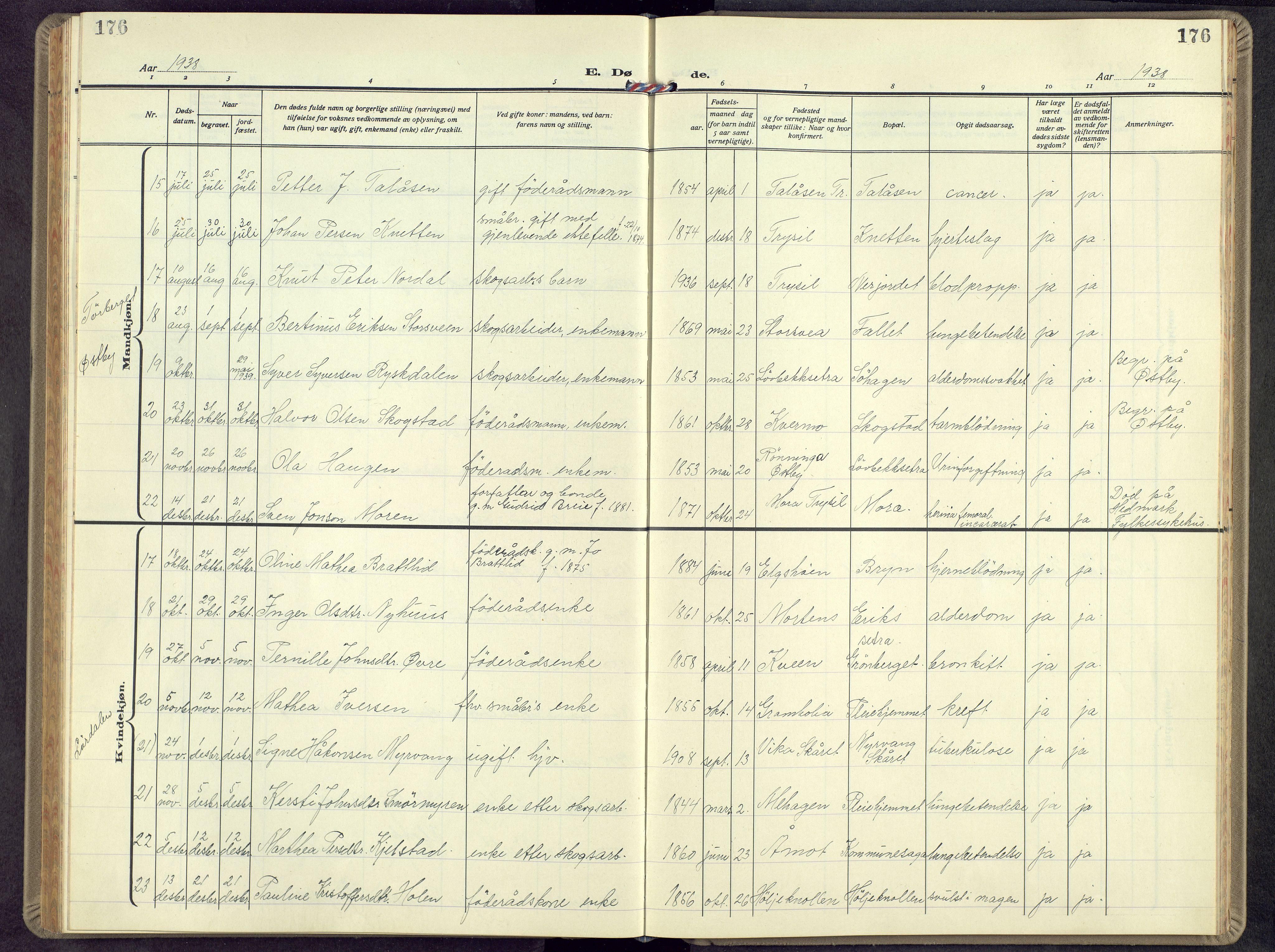 Trysil prestekontor, AV/SAH-PREST-046/H/Ha/Hab/L0012: Parish register (copy) no. 12, 1938-1959, p. 176