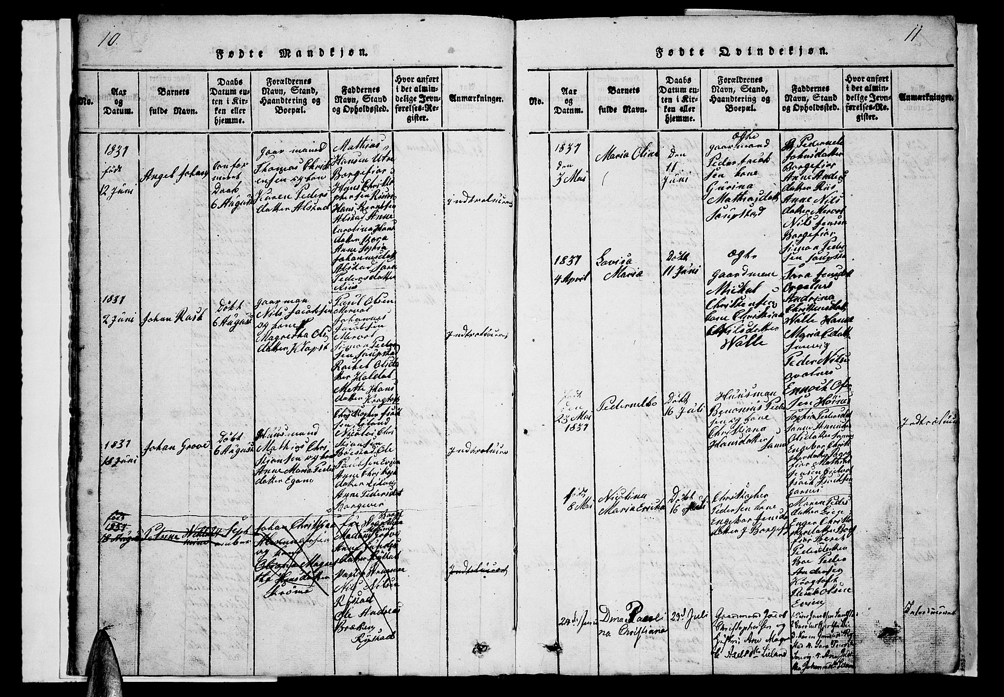 Ministerialprotokoller, klokkerbøker og fødselsregistre - Nordland, AV/SAT-A-1459/880/L1139: Parish register (copy) no. 880C01, 1836-1857, p. 10-11