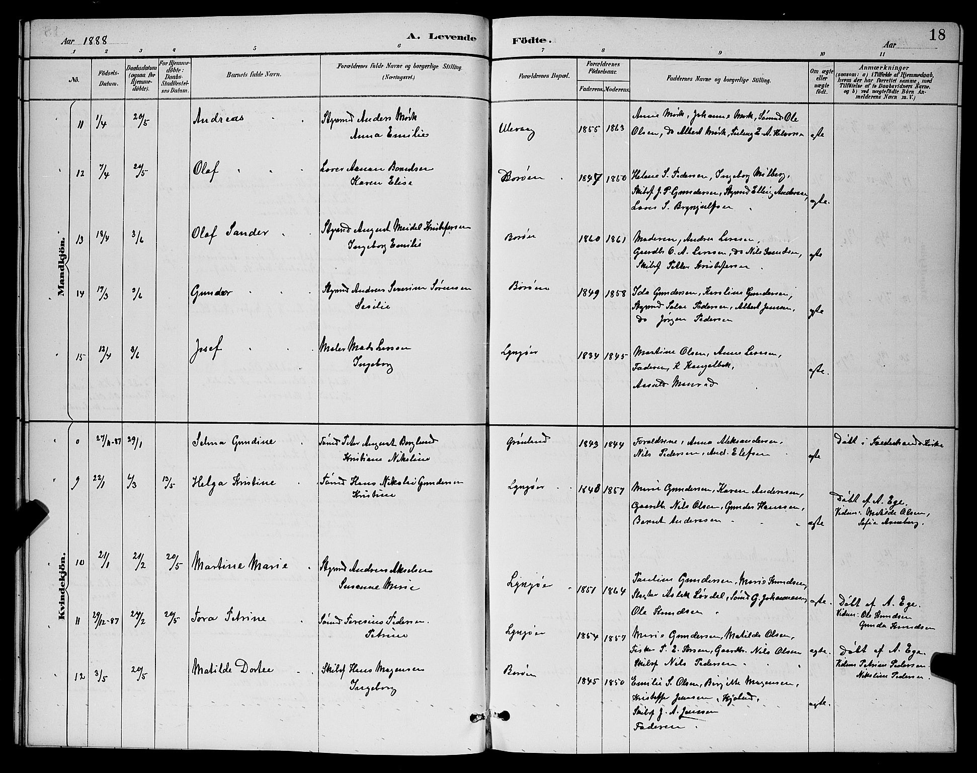 Dypvåg sokneprestkontor, AV/SAK-1111-0007/F/Fb/Fba/L0013: Parish register (copy) no. B 13, 1887-1900, p. 18