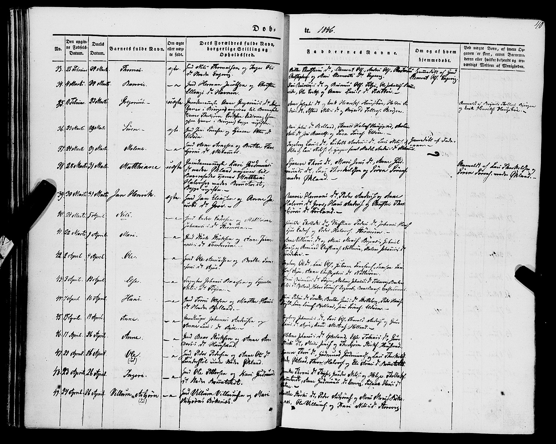 Stord sokneprestembete, SAB/A-78201/H/Haa: Parish register (official) no. A 7, 1841-1861, p. 40