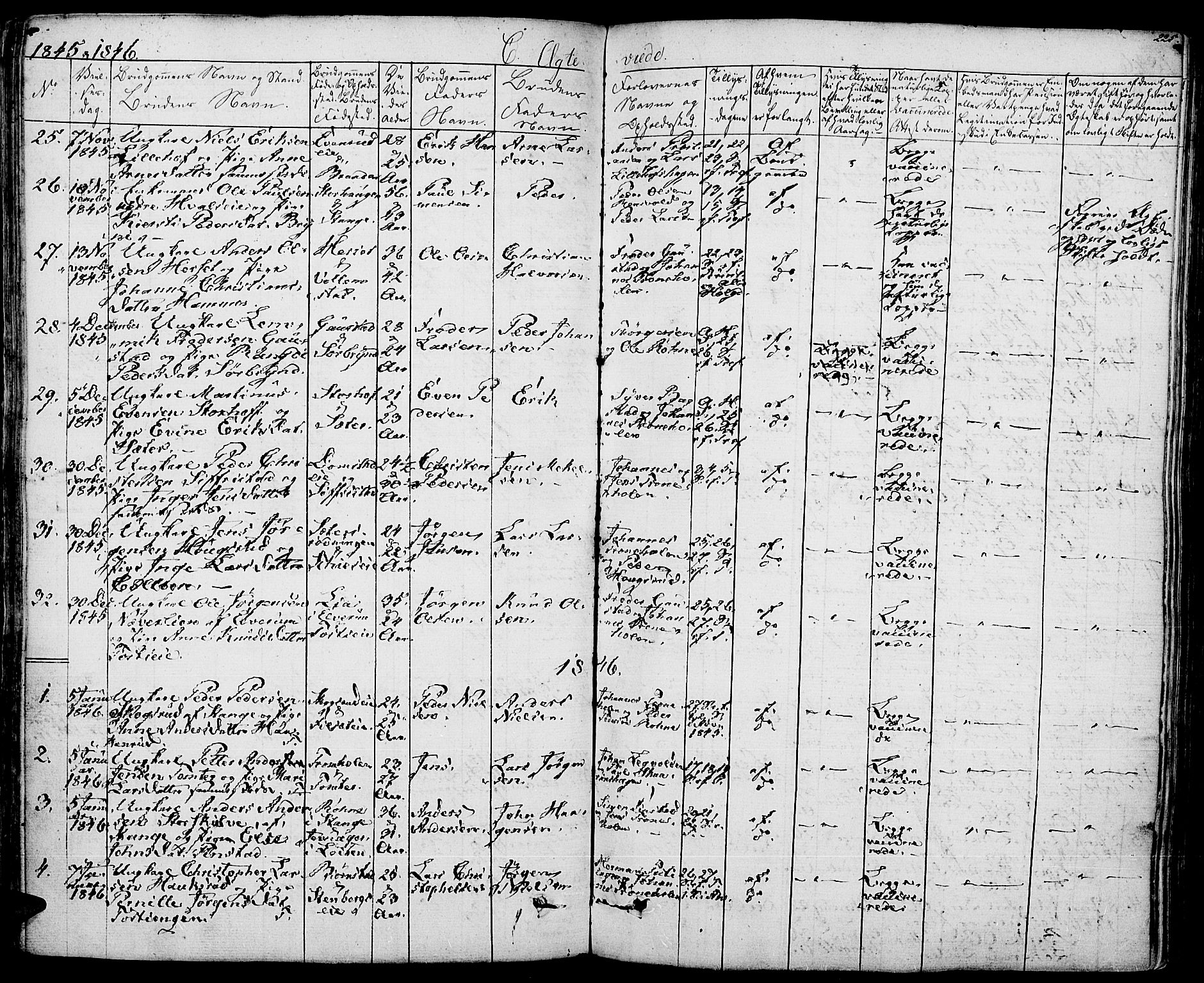 Romedal prestekontor, SAH/PREST-004/K/L0003: Parish register (official) no. 3, 1829-1846, p. 225