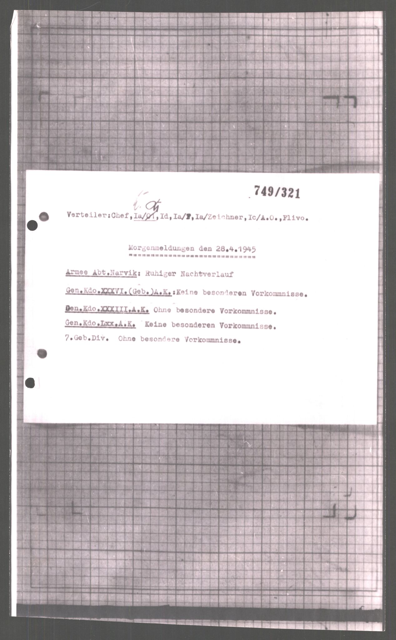 Forsvarets Overkommando. 2 kontor. Arkiv 11.4. Spredte tyske arkivsaker, AV/RA-RAFA-7031/D/Dar/Dara/L0004: Krigsdagbøker for 20. Gebirgs-Armee-Oberkommando (AOK 20), 1945, p. 807