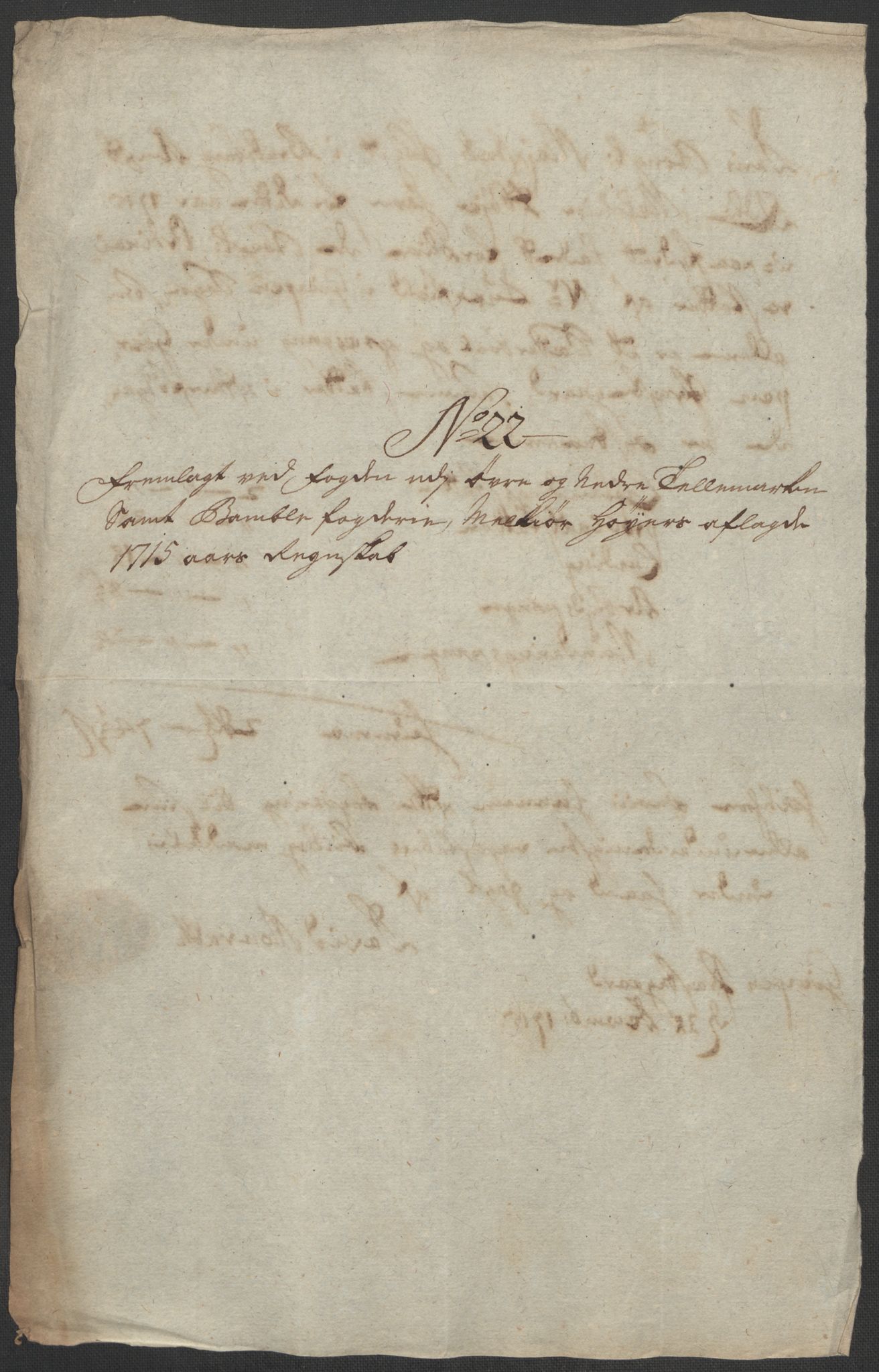 Rentekammeret inntil 1814, Reviderte regnskaper, Fogderegnskap, RA/EA-4092/R36/L2127: Fogderegnskap Øvre og Nedre Telemark og Bamble, 1715, p. 246