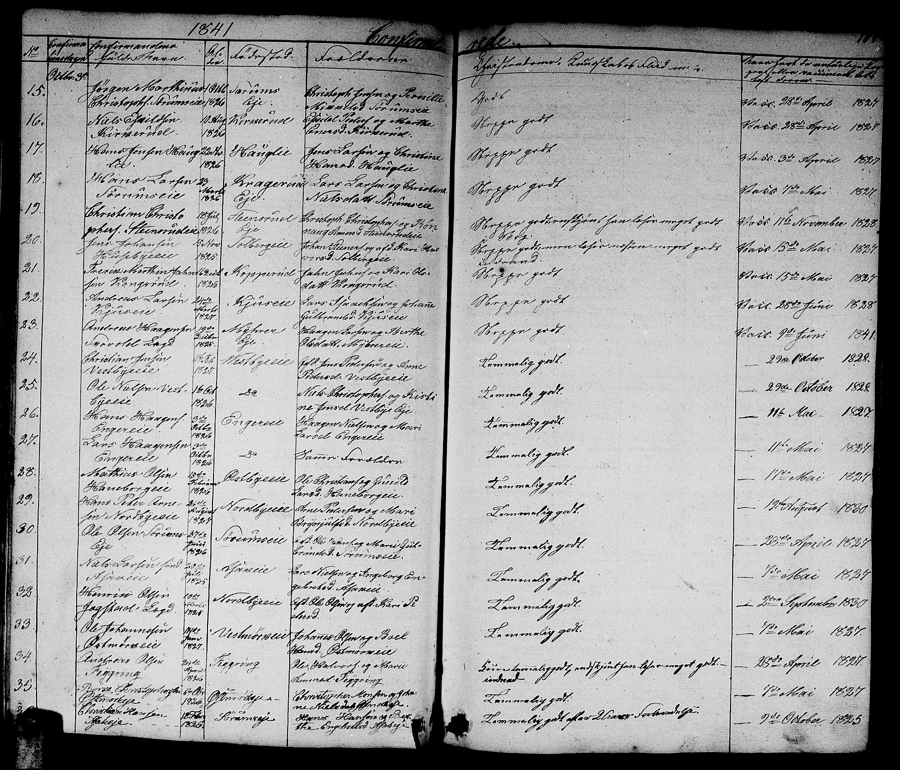 Skedsmo prestekontor Kirkebøker, AV/SAO-A-10033a/G/Ga/L0001: Parish register (copy) no. I 1, 1830-1854, p. 107