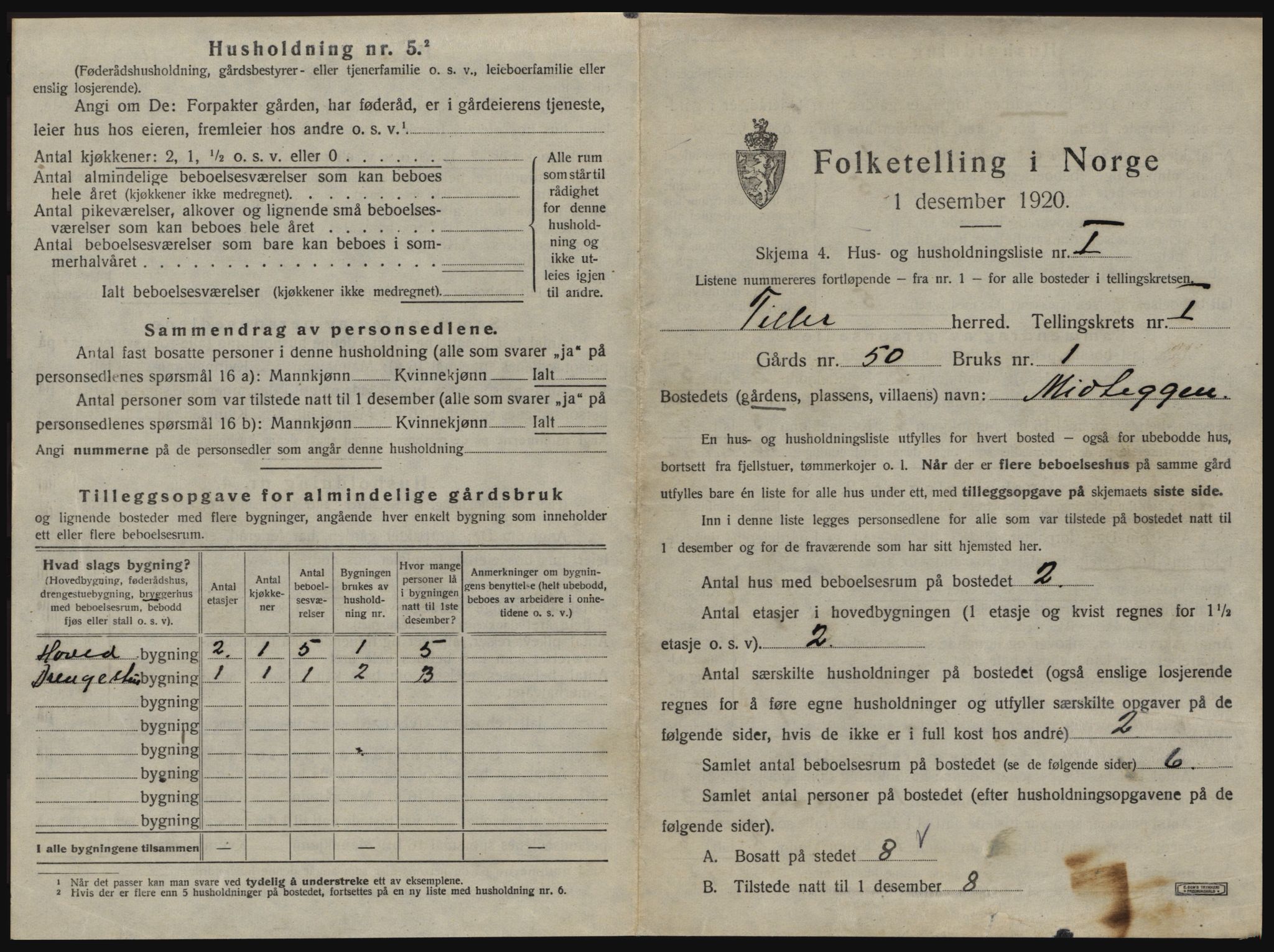 SAT, 1920 census for Tiller, 1920, p. 19