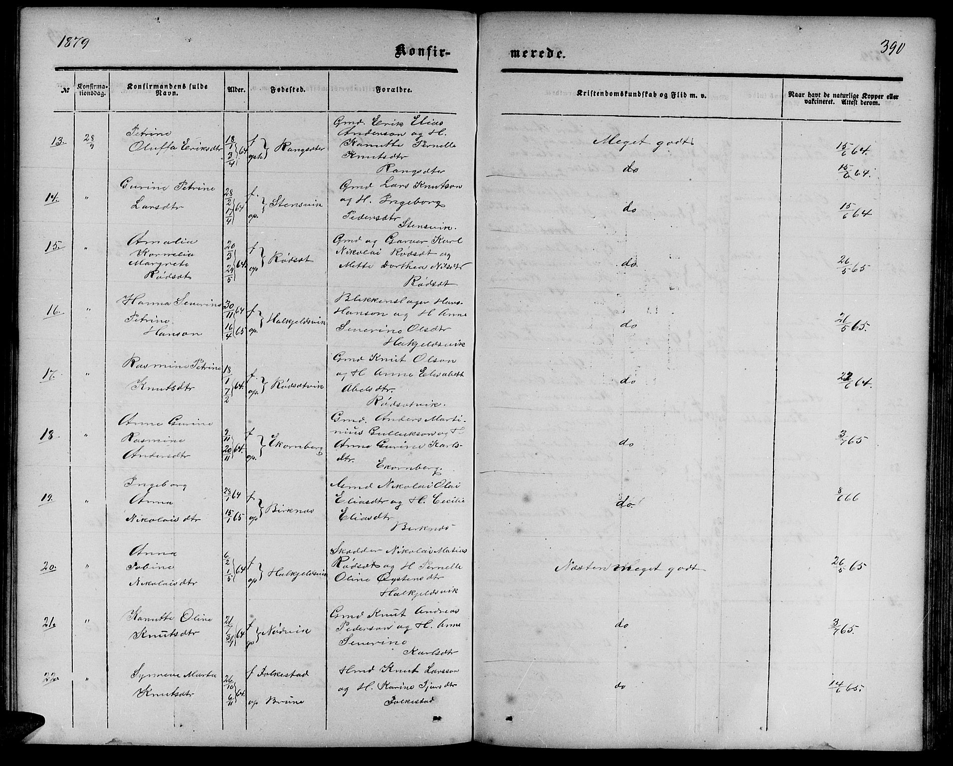 Ministerialprotokoller, klokkerbøker og fødselsregistre - Møre og Romsdal, AV/SAT-A-1454/511/L0157: Parish register (copy) no. 511C03, 1864-1884, p. 390