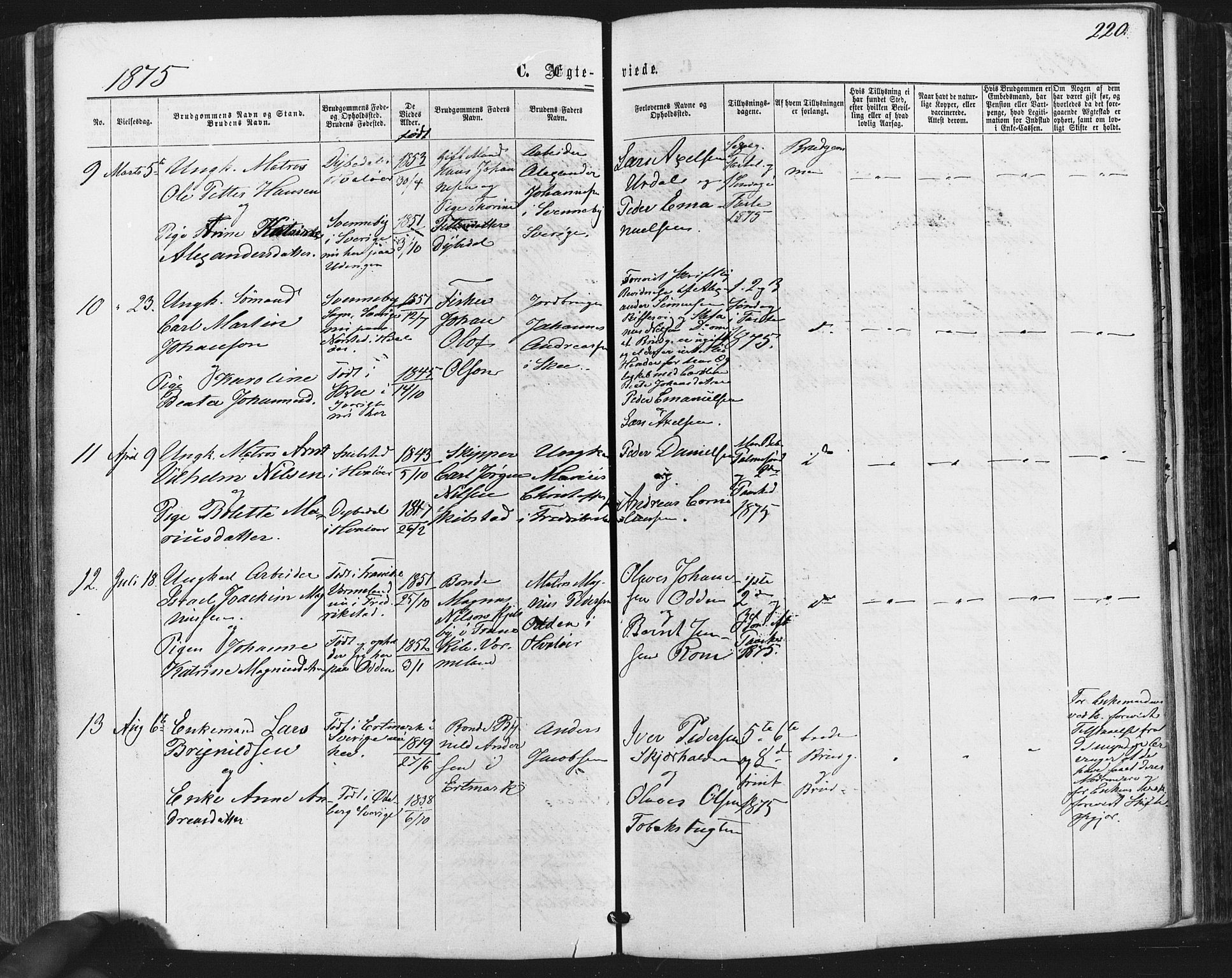 Hvaler prestekontor Kirkebøker, AV/SAO-A-2001/F/Fa/L0007: Parish register (official) no. I 7, 1864-1878, p. 220