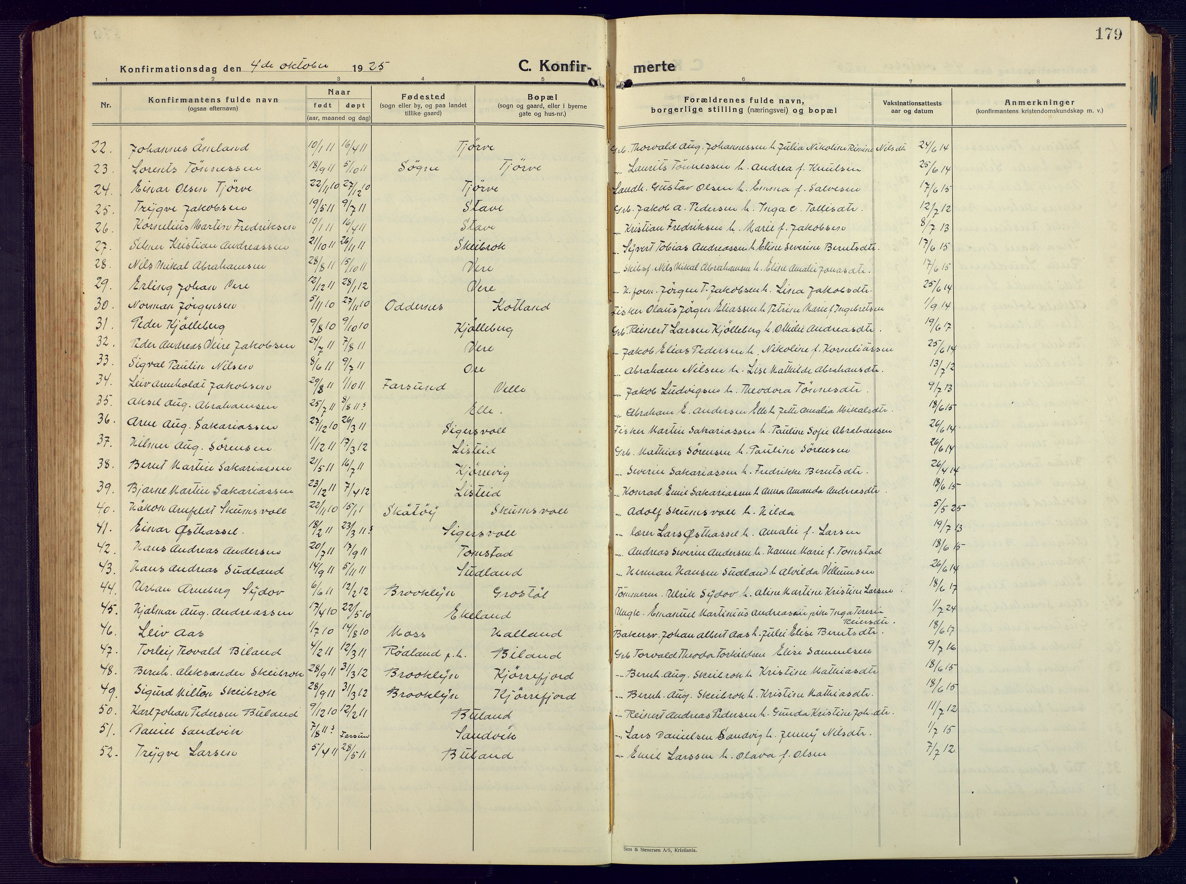 Lista sokneprestkontor, SAK/1111-0027/F/Fb/L0006: Parish register (copy) no. B 6, 1924-1947, p. 179