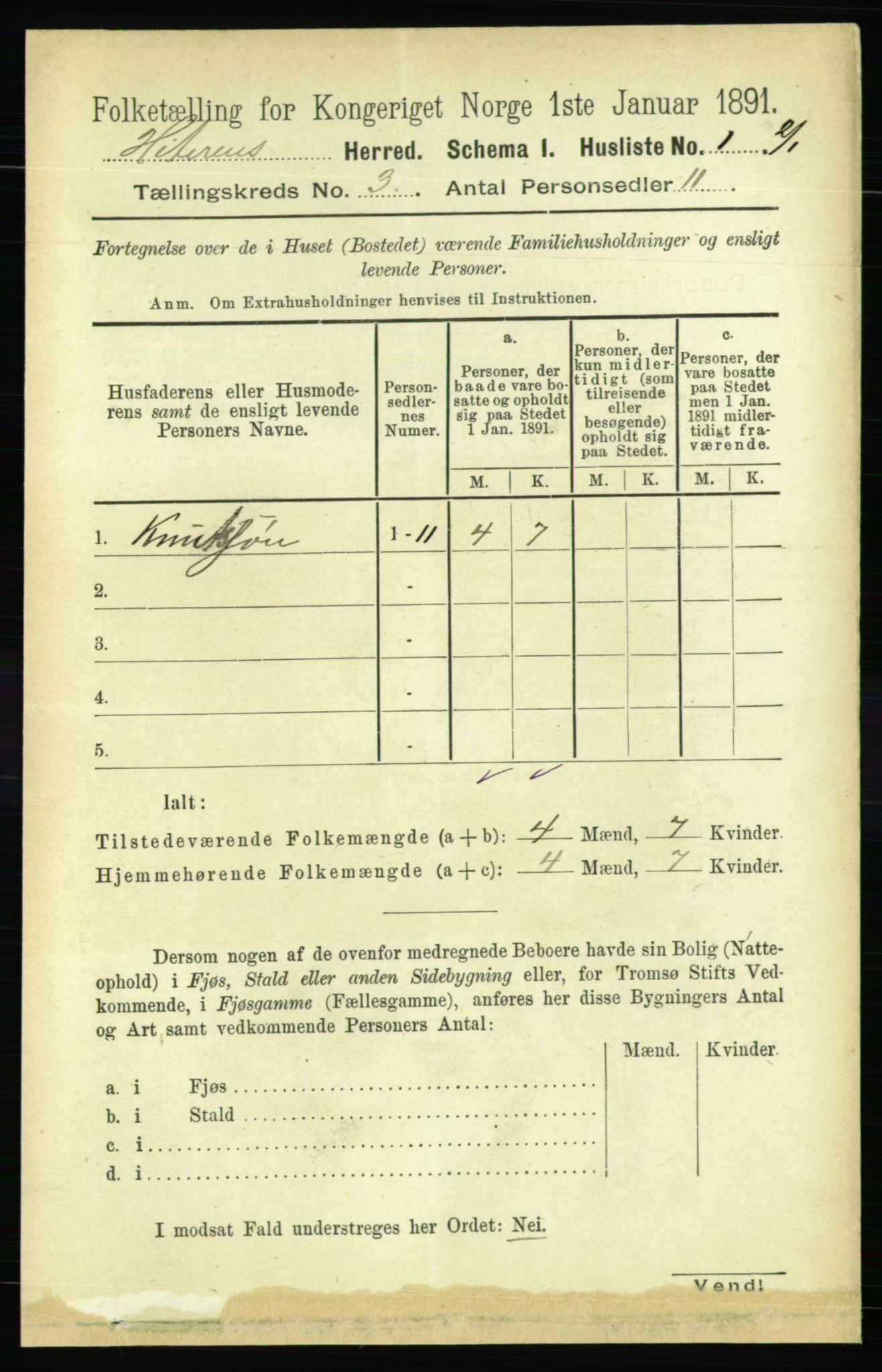 RA, 1891 census for 1617 Hitra, 1891, p. 439