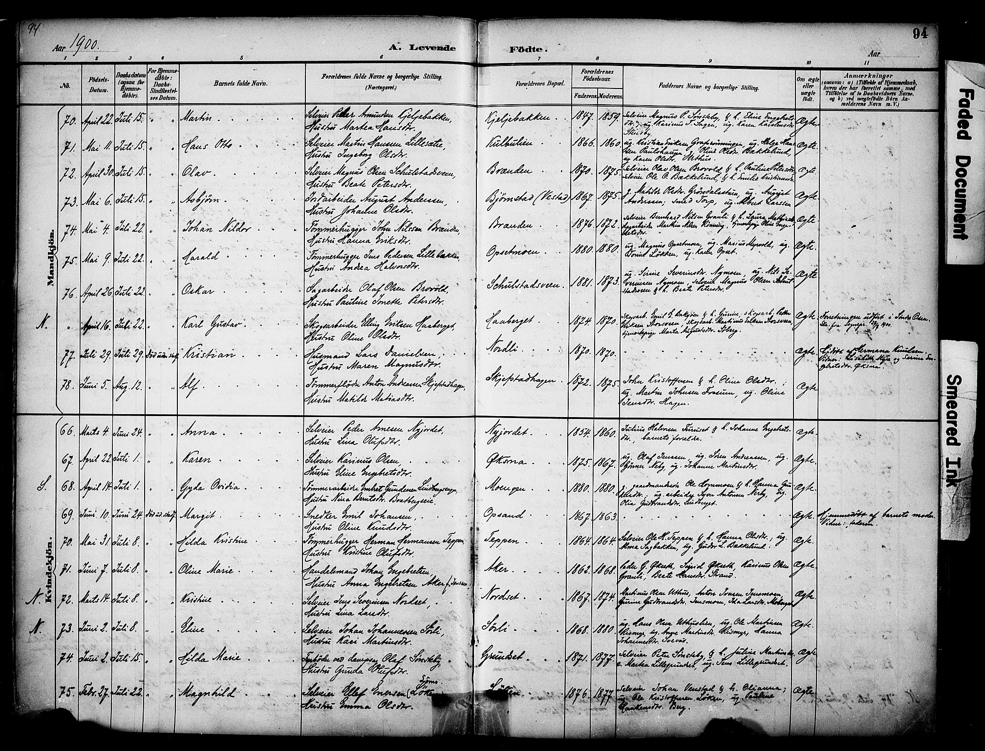 Elverum prestekontor, AV/SAH-PREST-044/H/Ha/Haa/L0014: Parish register (official) no. 14, 1891-1909, p. 94