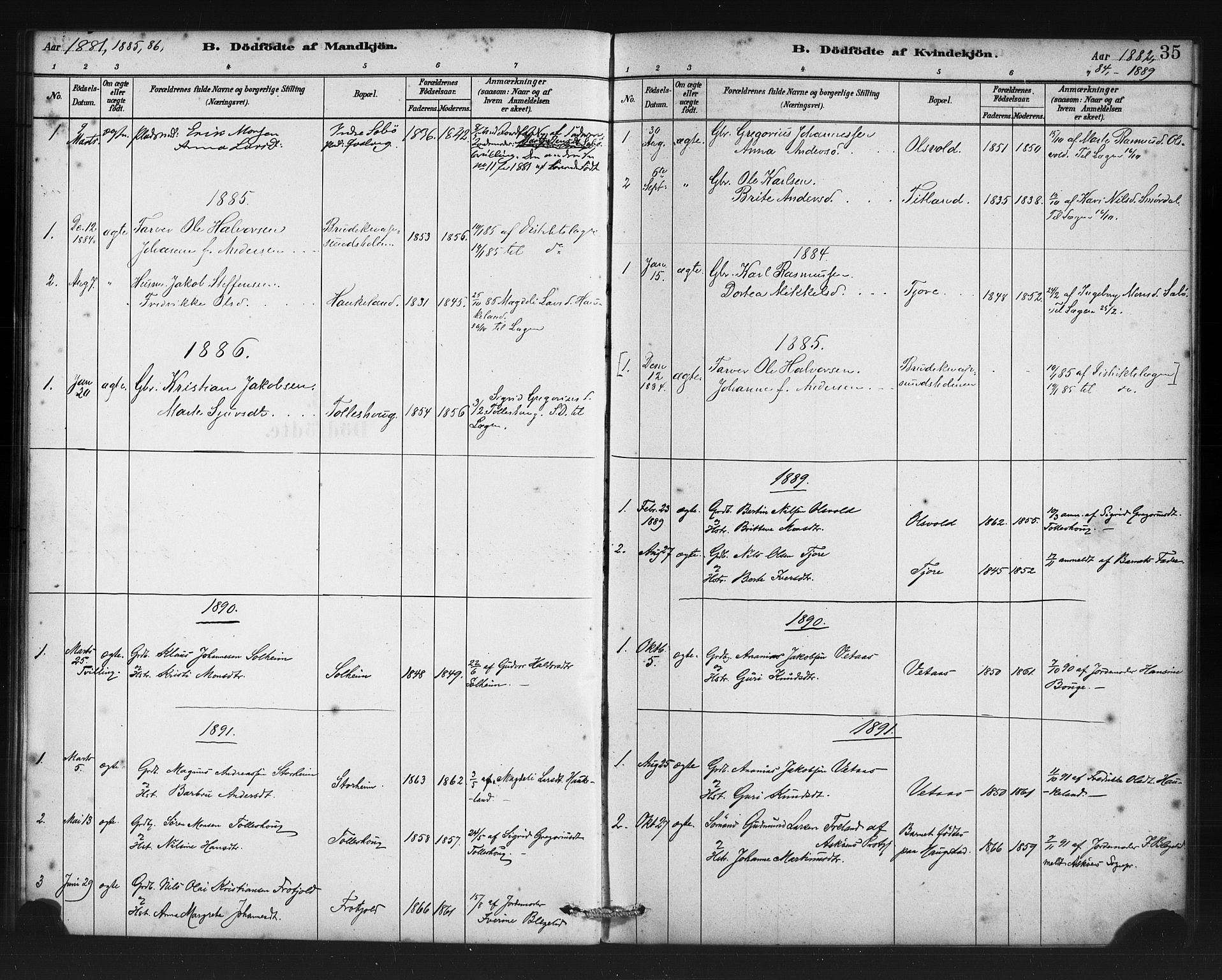 Manger sokneprestembete, SAB/A-76801/H/Haa: Parish register (official) no. D 1, 1881-1892, p. 35