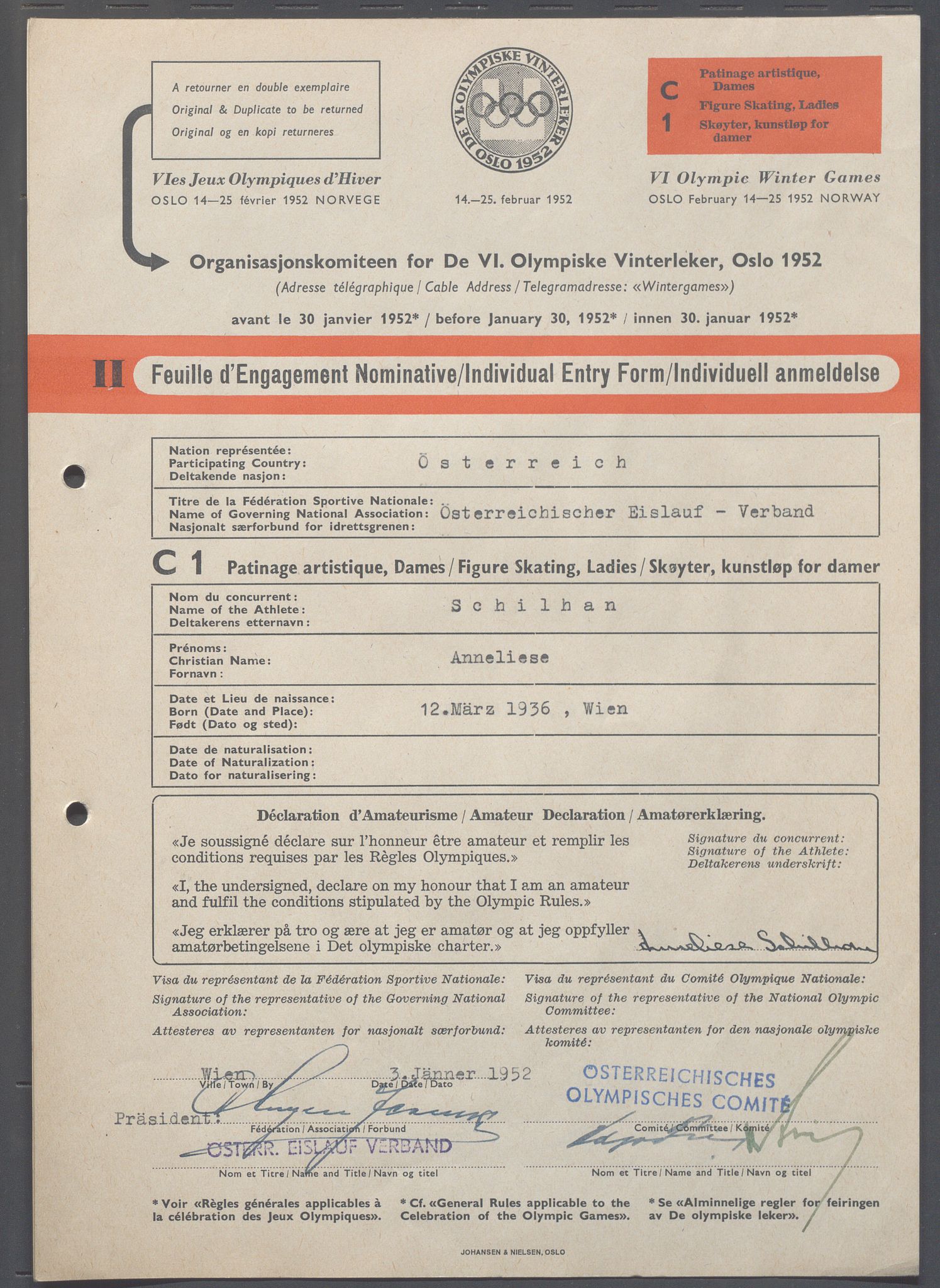 Organisasjonskomiteen for de VI. olympiske vinterleker, OBA/A-20130/H/Ha, 1951-1952, p. 1312