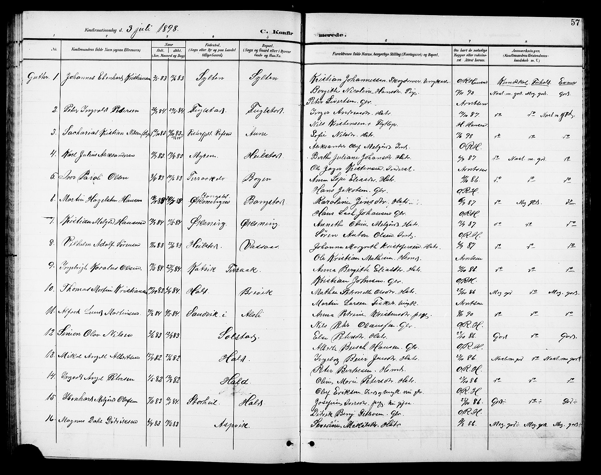 Ministerialprotokoller, klokkerbøker og fødselsregistre - Nordland, SAT/A-1459/810/L0161: Parish register (copy) no. 810C04, 1897-1910, p. 57