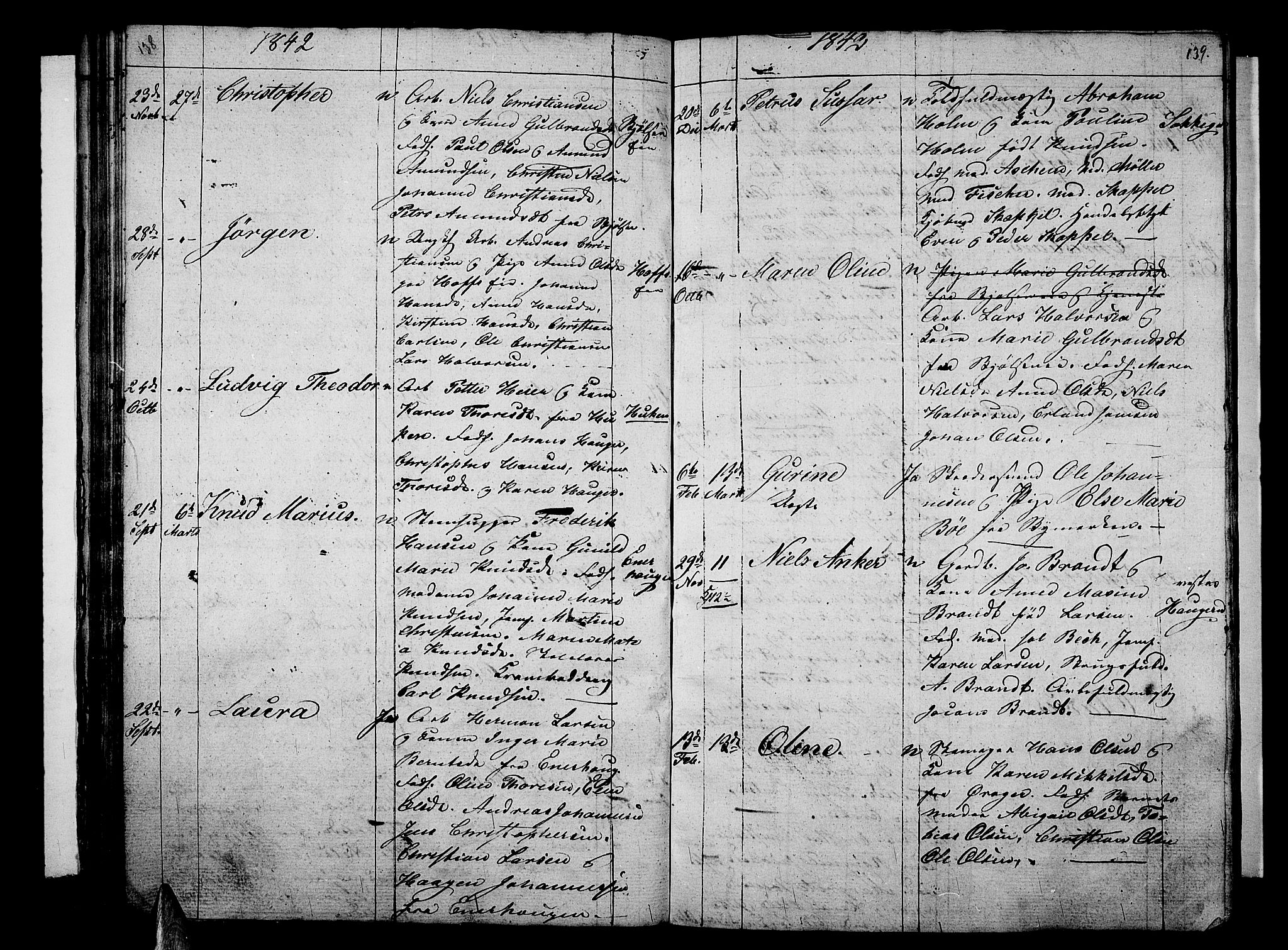 Aker prestekontor kirkebøker, SAO/A-10861/G/L0007: Parish register (copy) no. 7, 1838-1846, p. 138-139