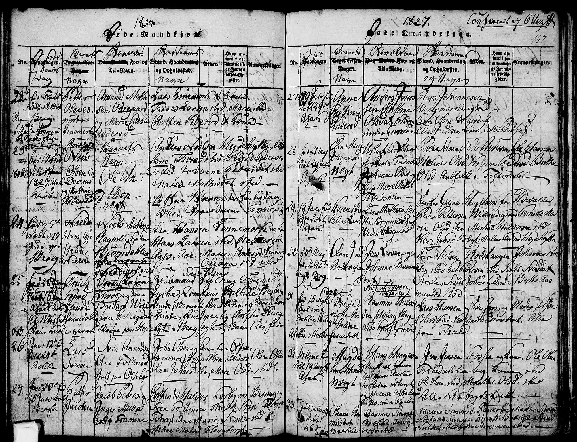 Berg prestekontor Kirkebøker, AV/SAO-A-10902/F/Fa/L0002: Parish register (official) no. I 2, 1815-1831, p. 157