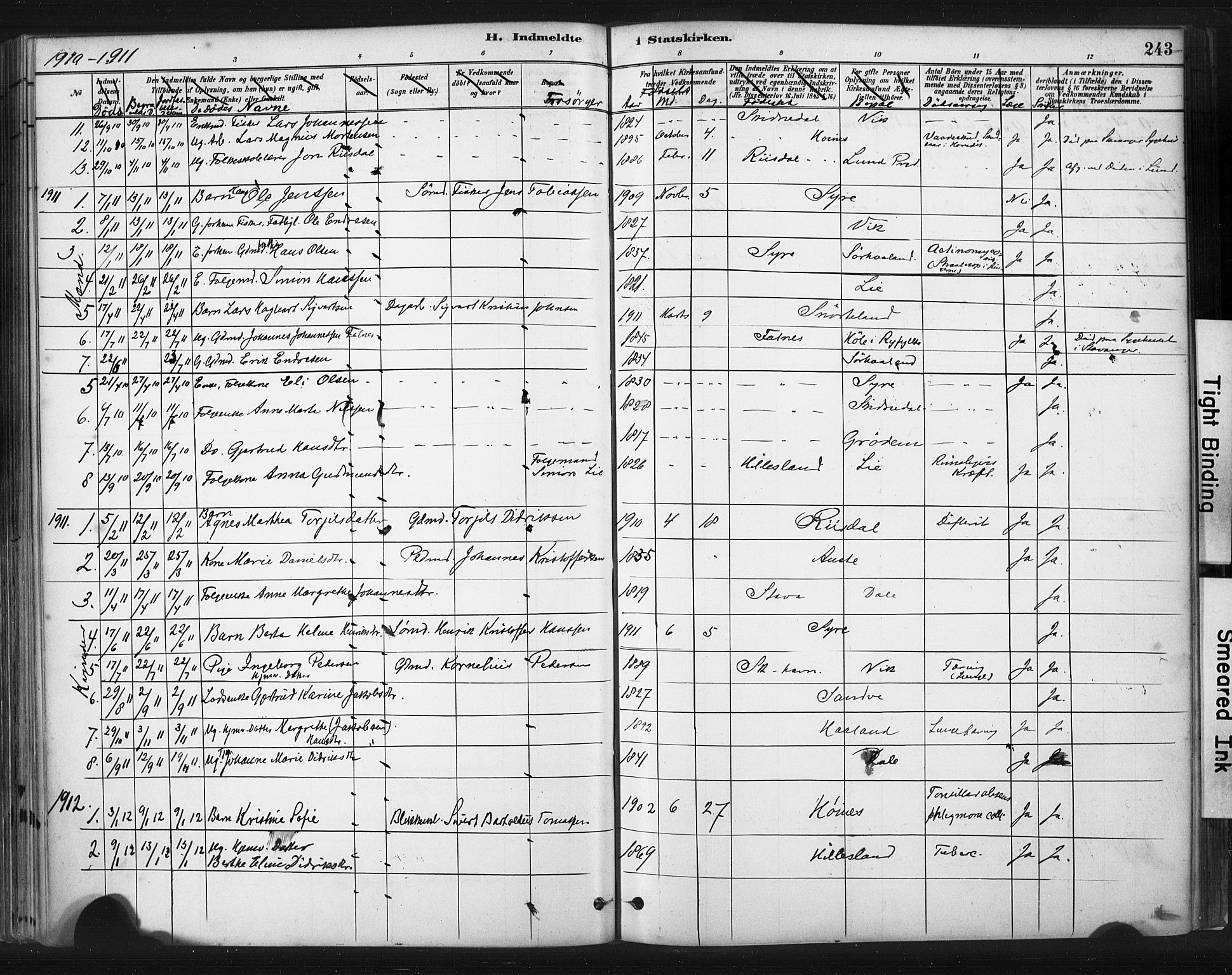 Skudenes sokneprestkontor, SAST/A -101849/H/Ha/Haa/L0009: Parish register (official) no. A 6, 1882-1912, p. 243