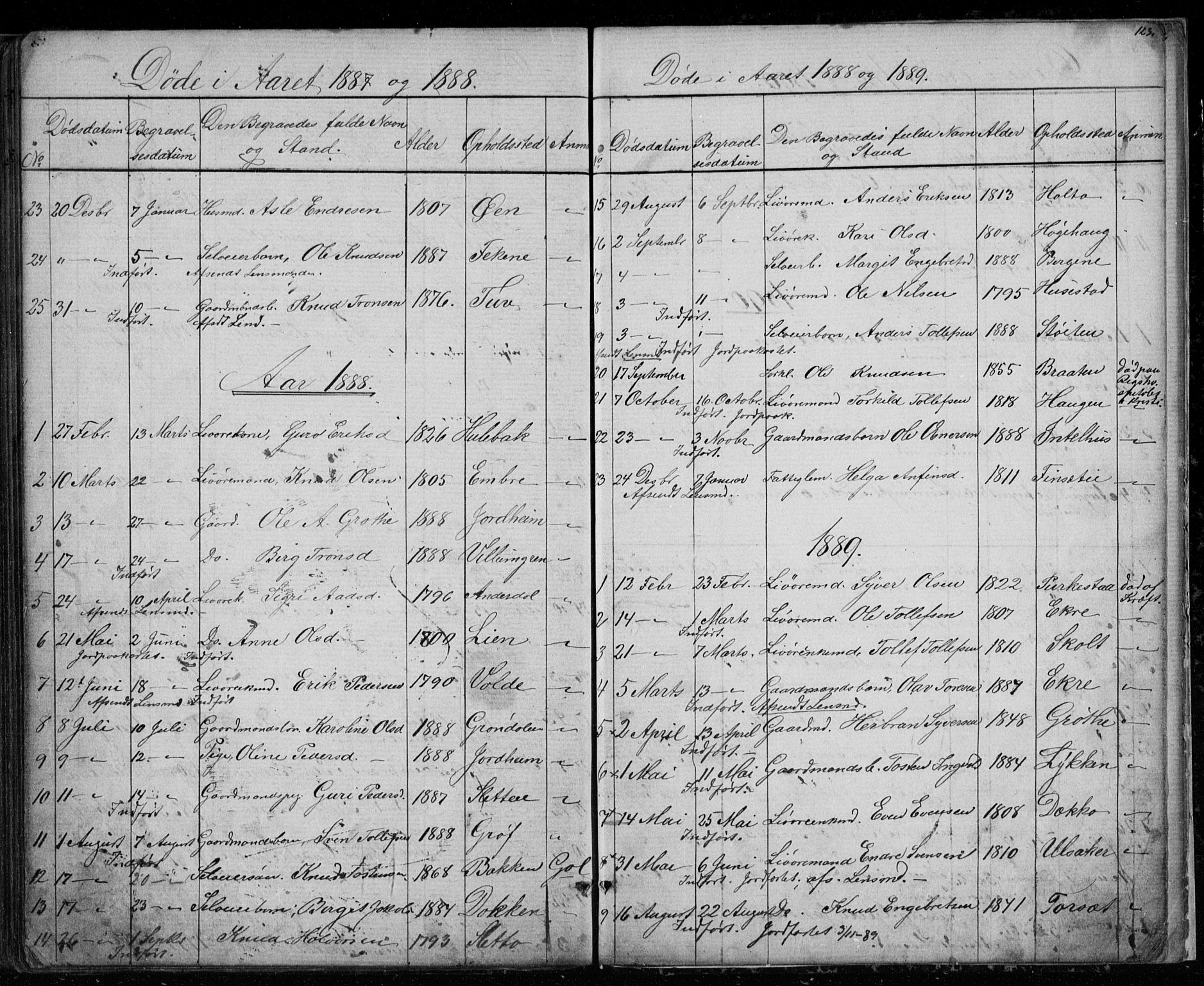 Gol kirkebøker, AV/SAKO-A-226/G/Gb/L0005: Parish register (copy) no. II 5, 1875-1891, p. 123