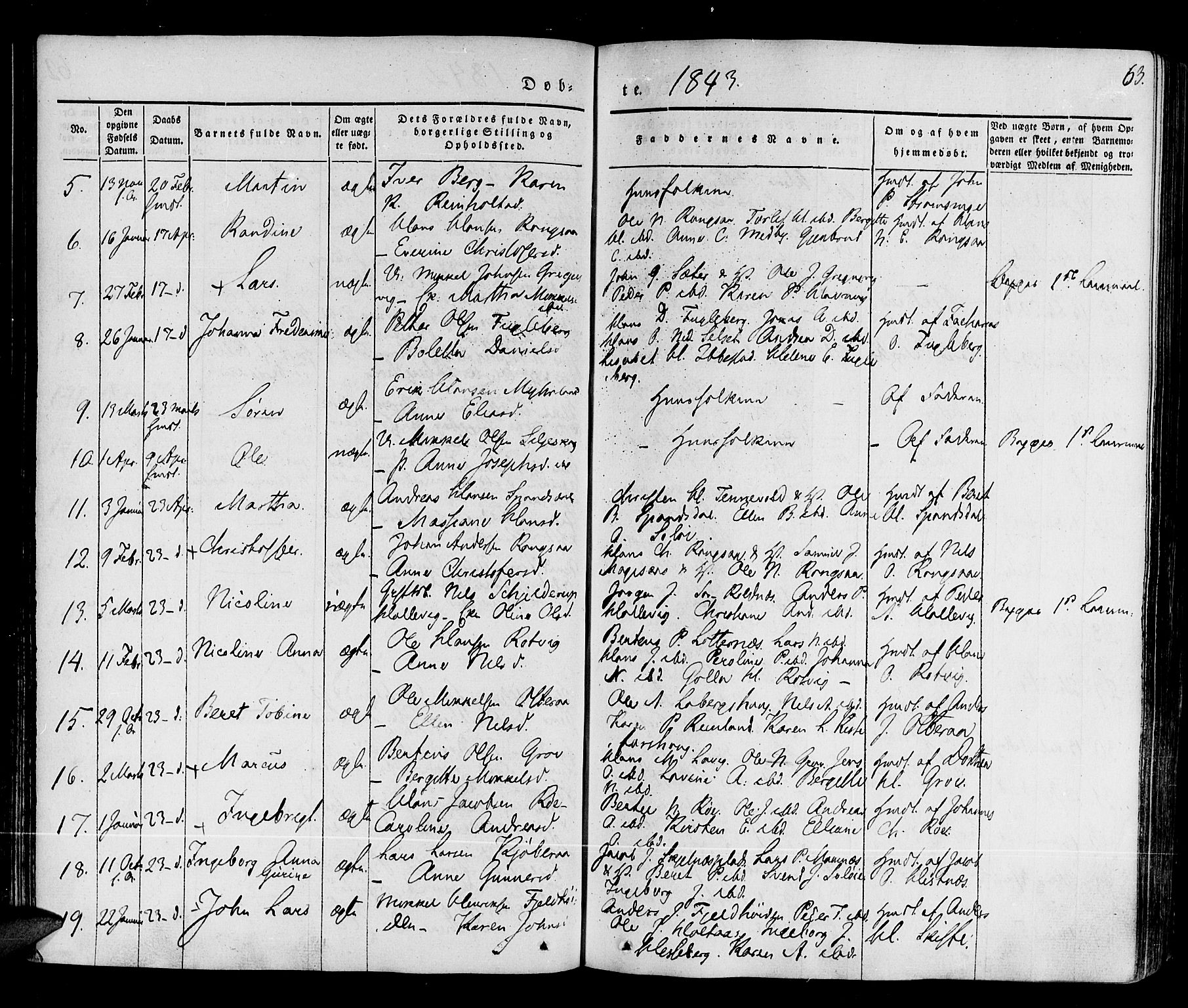 Ibestad sokneprestembete, AV/SATØ-S-0077/H/Ha/Haa/L0006kirke: Parish register (official) no. 6, 1837-1850, p. 63