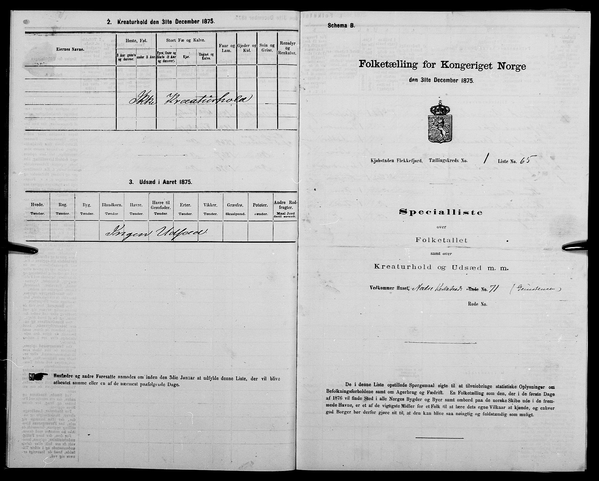 SAK, 1875 census for 1004B Flekkefjord/Flekkefjord, 1875, p. 36