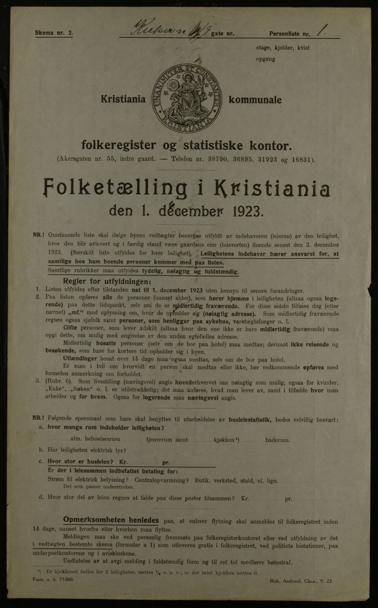 OBA, Municipal Census 1923 for Kristiania, 1923, p. 57536