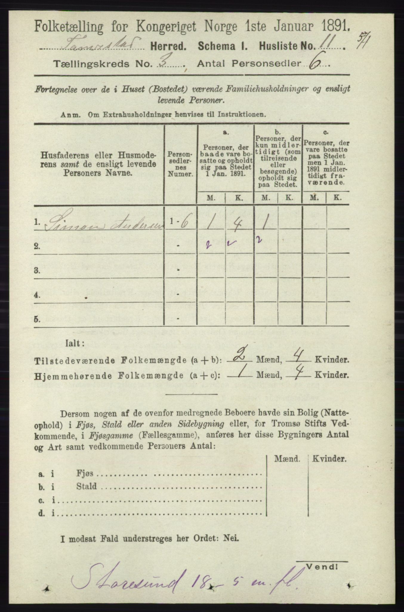 RA, 1891 census for 1152 Torvastad, 1891, p. 881