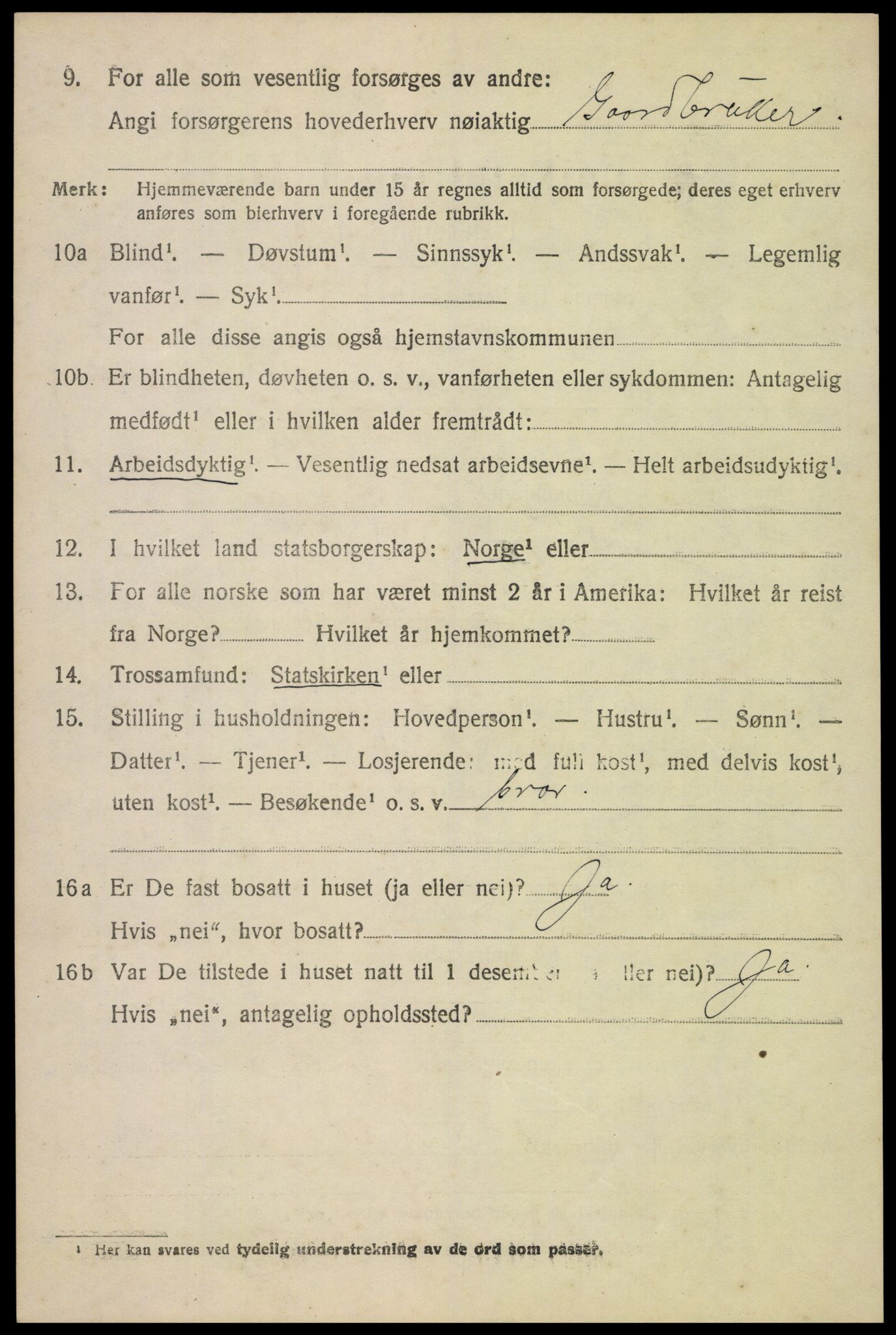 SAH, 1920 census for Fåberg, 1920, p. 15013