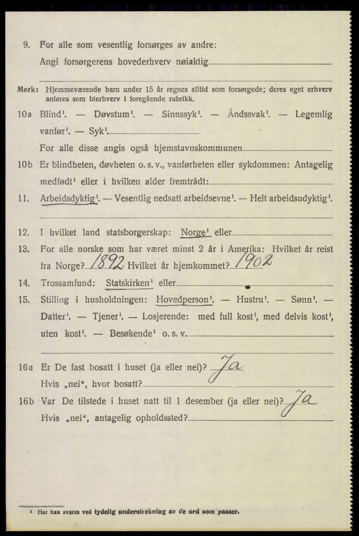 SAH, 1920 census for Tynset, 1920, p. 3201