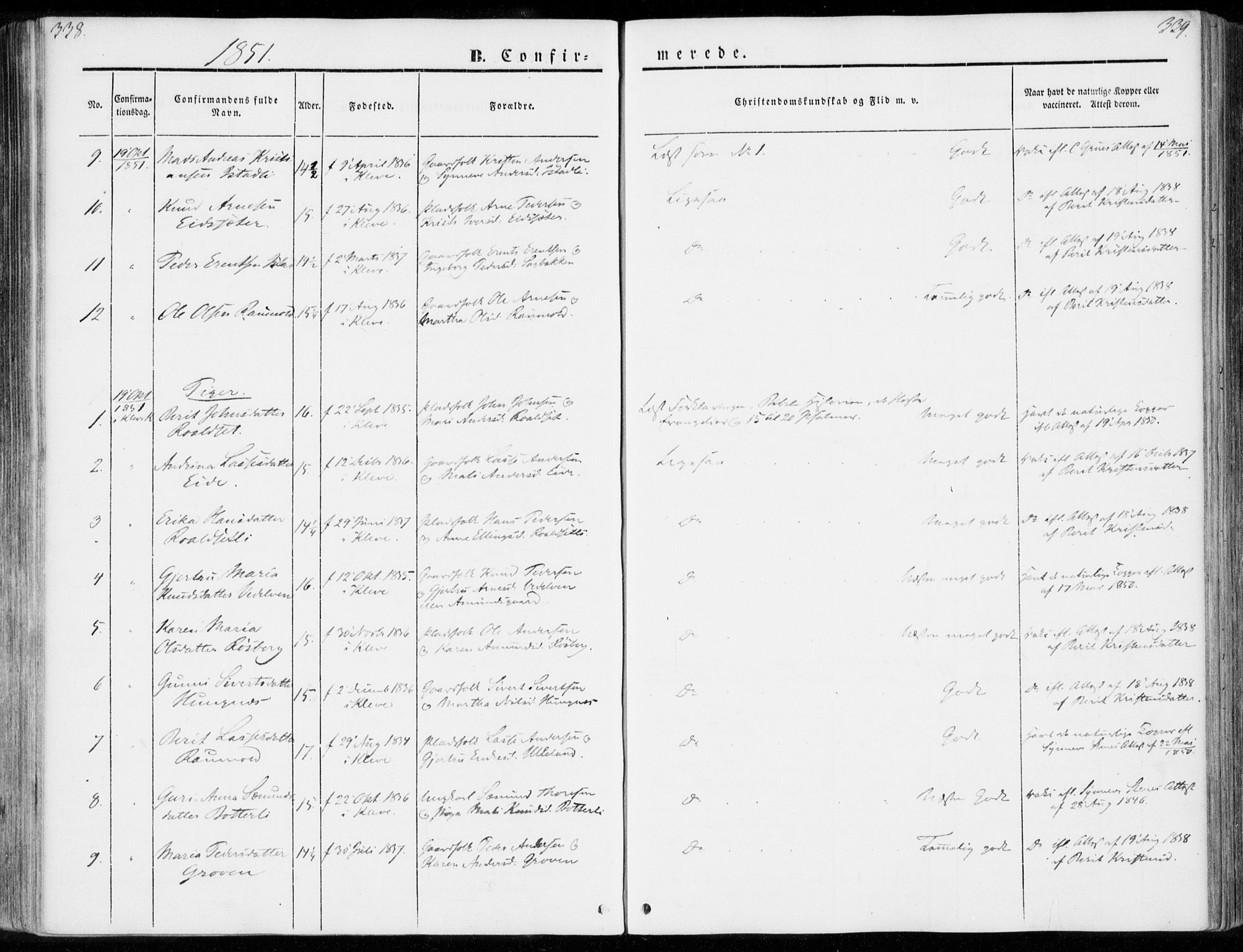 Ministerialprotokoller, klokkerbøker og fødselsregistre - Møre og Romsdal, SAT/A-1454/557/L0680: Parish register (official) no. 557A02, 1843-1869, p. 338-339
