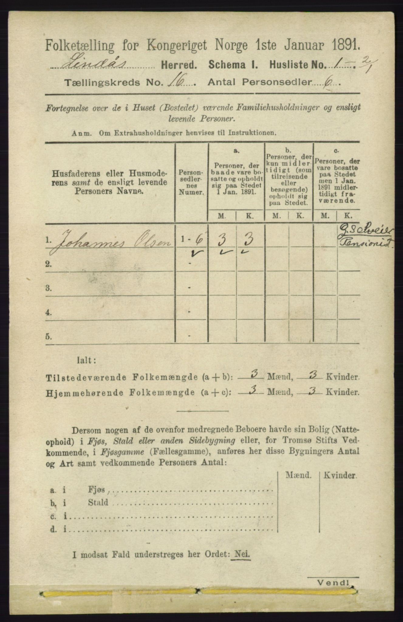 RA, 1891 census for 1263 Lindås, 1891, p. 5641