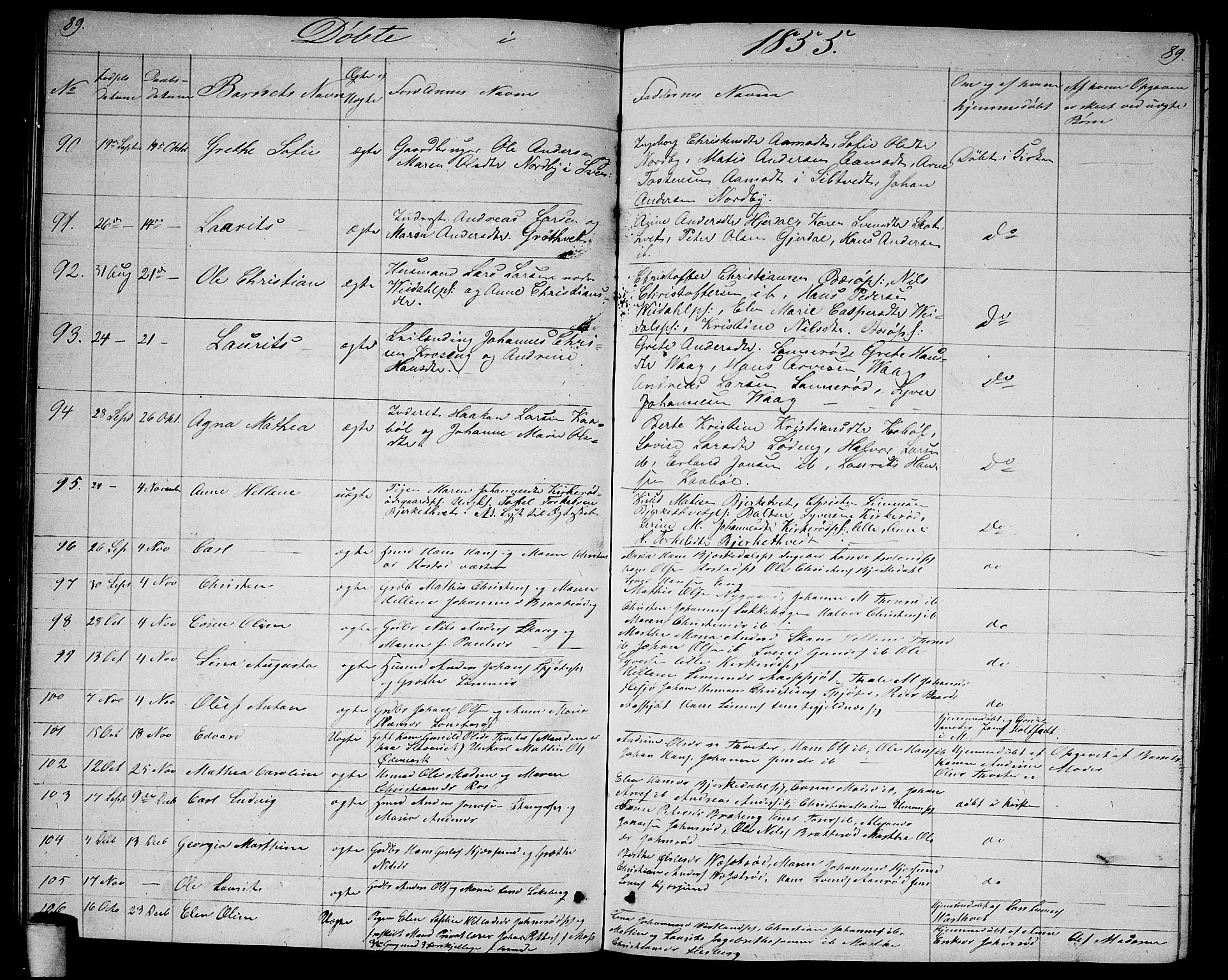 Våler prestekontor Kirkebøker, AV/SAO-A-11083/G/Ga/L0002: Parish register (copy) no. I 2, 1839-1860, p. 89