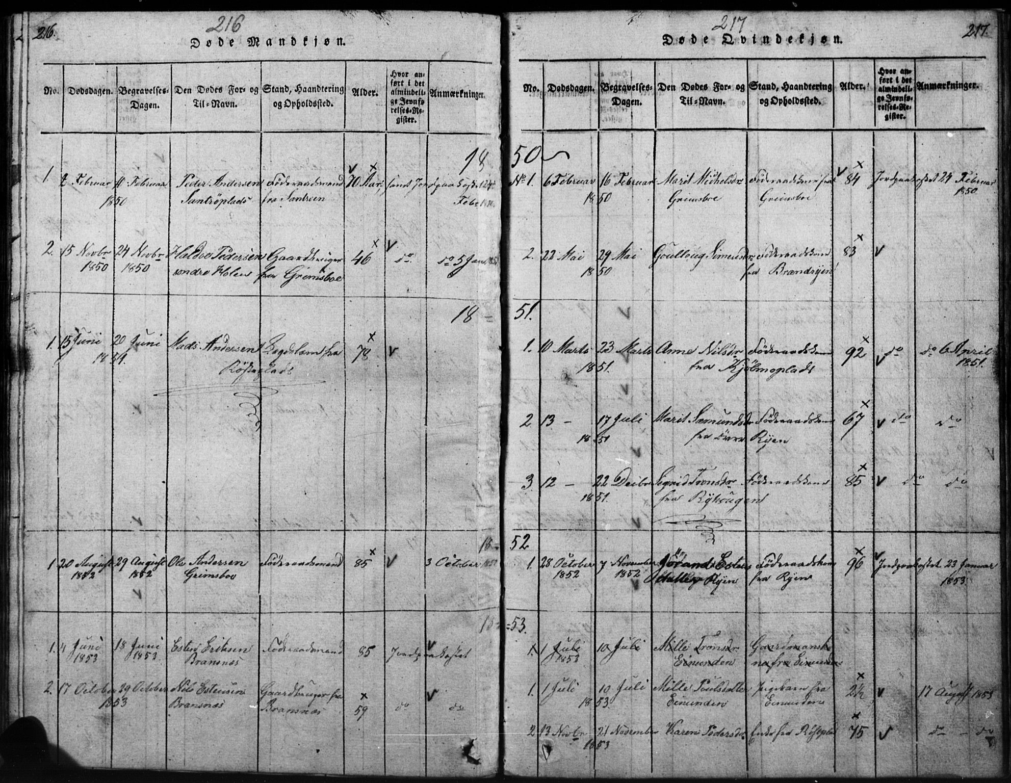 Tynset prestekontor, AV/SAH-PREST-058/H/Ha/Hab/L0003: Parish register (copy) no. 3, 1814-1862, p. 216-217