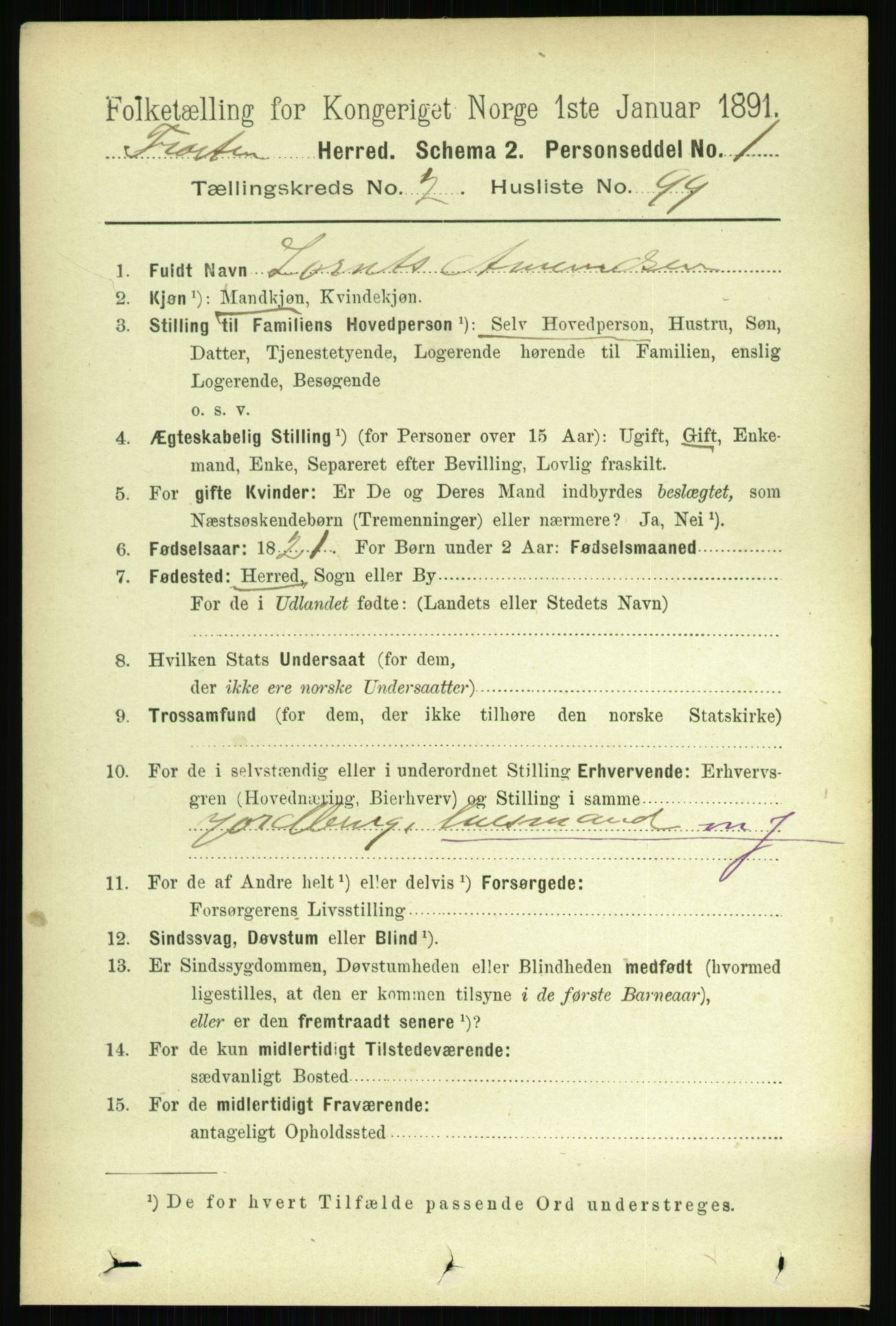 RA, 1891 census for 1717 Frosta, 1891, p. 1682