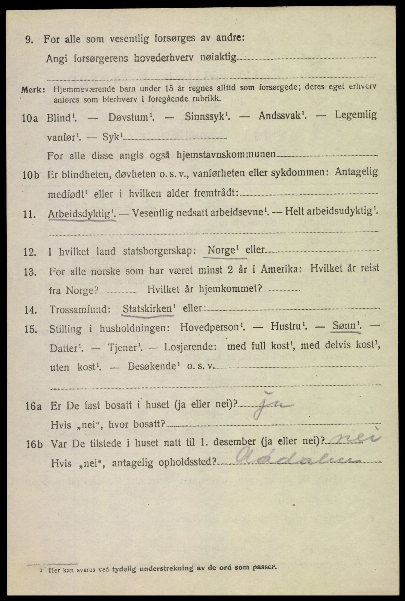 SAH, 1920 census for Nordre Land, 1920, p. 5825