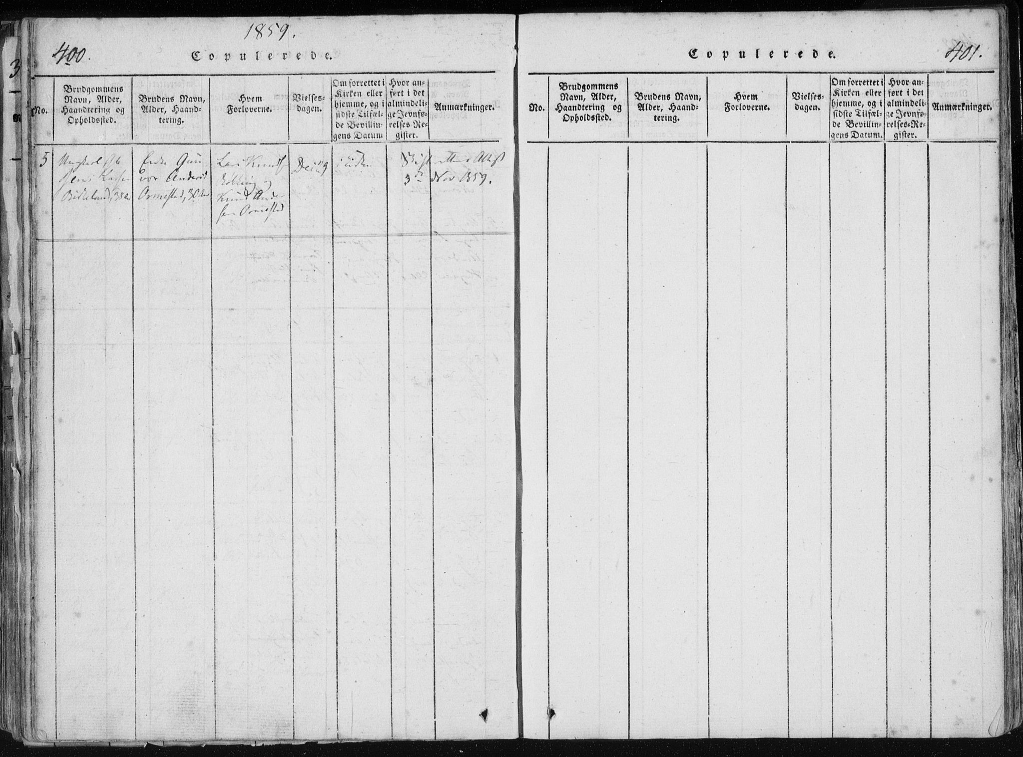 Holum sokneprestkontor, AV/SAK-1111-0022/F/Fa/Fac/L0002: Parish register (official) no. A 2, 1821-1859, p. 400-401