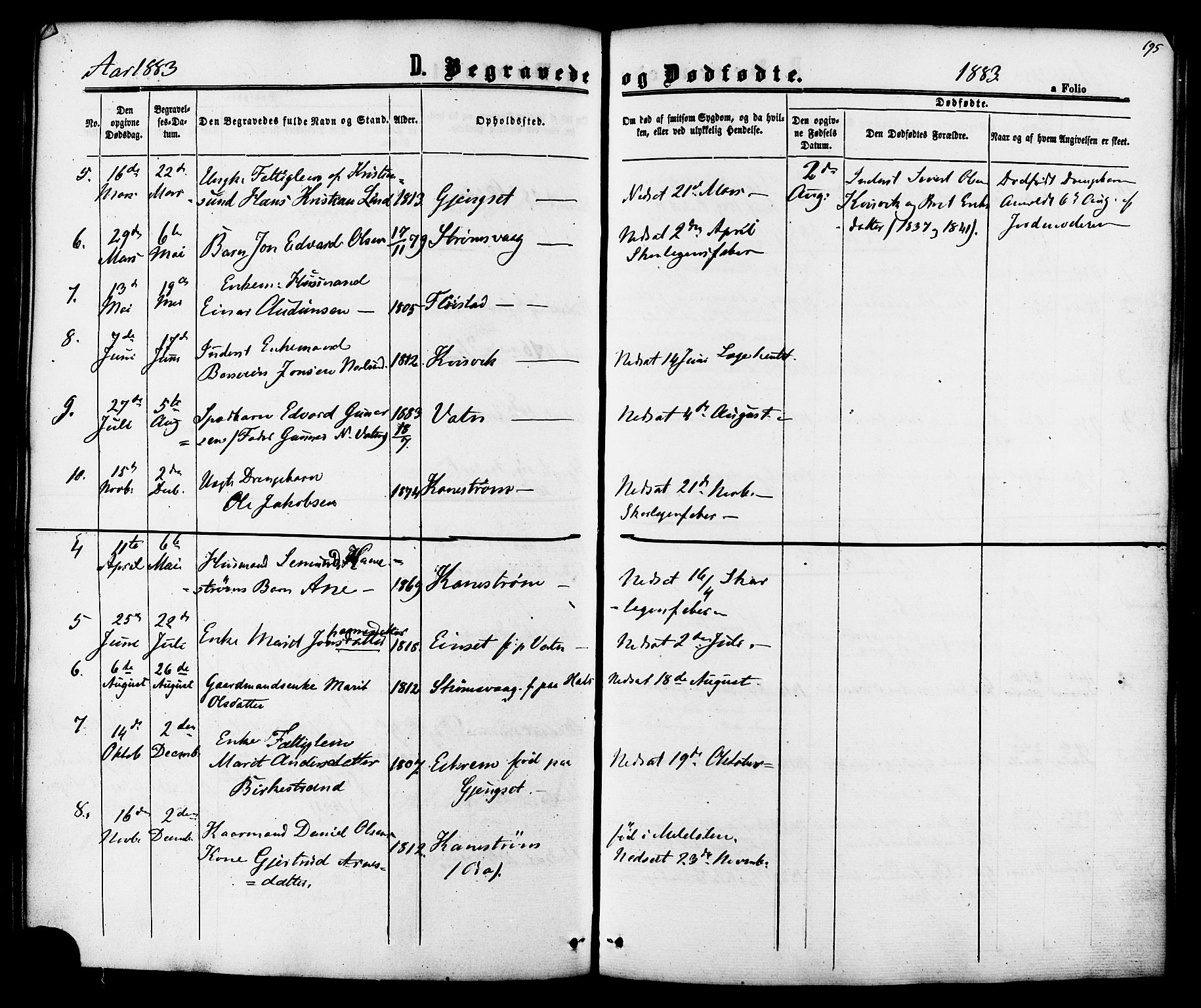 Ministerialprotokoller, klokkerbøker og fødselsregistre - Møre og Romsdal, AV/SAT-A-1454/587/L0999: Parish register (official) no. 587A01, 1864-1886, p. 195