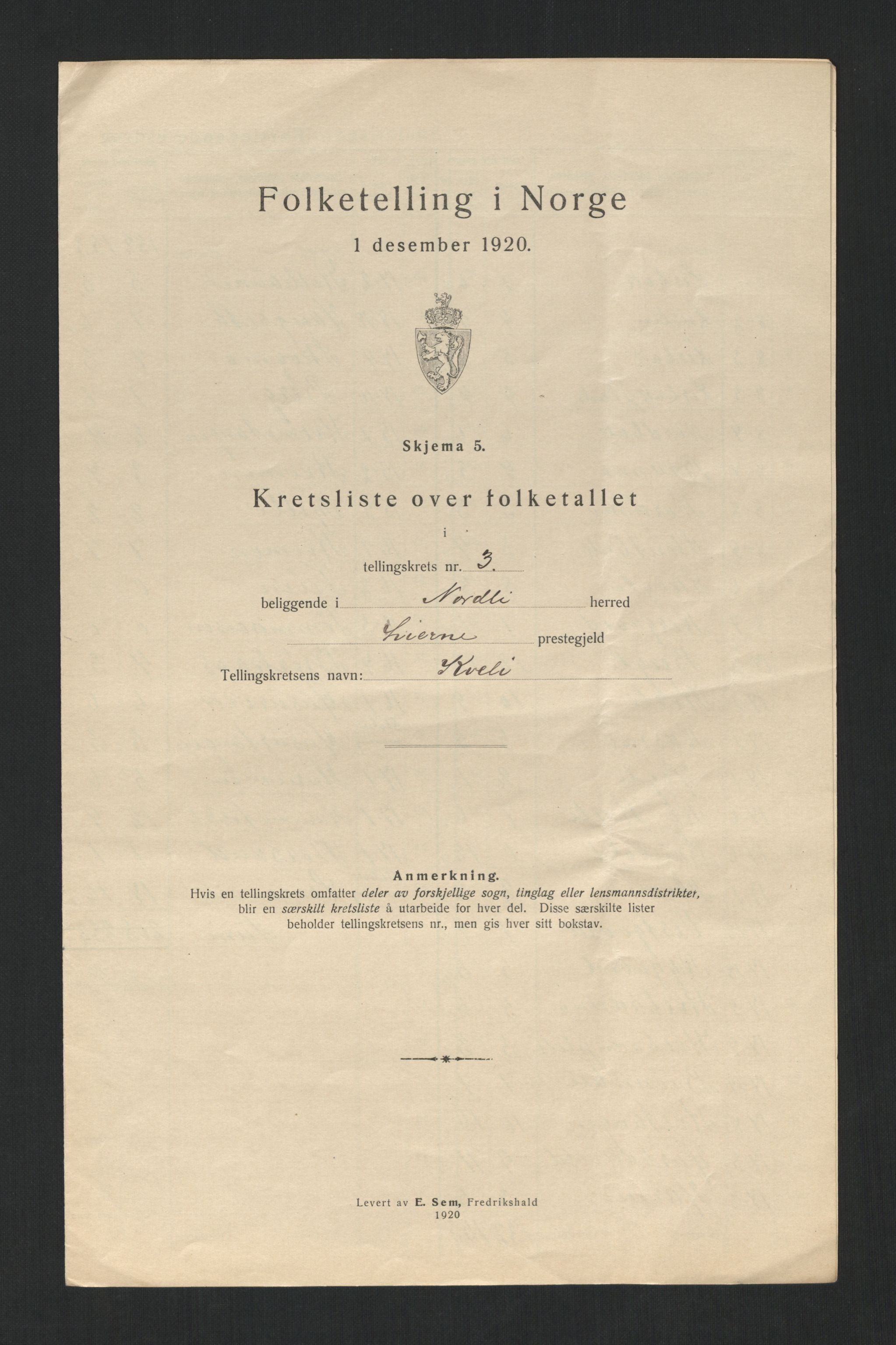 SAT, 1920 census for Nordli, 1920, p. 13