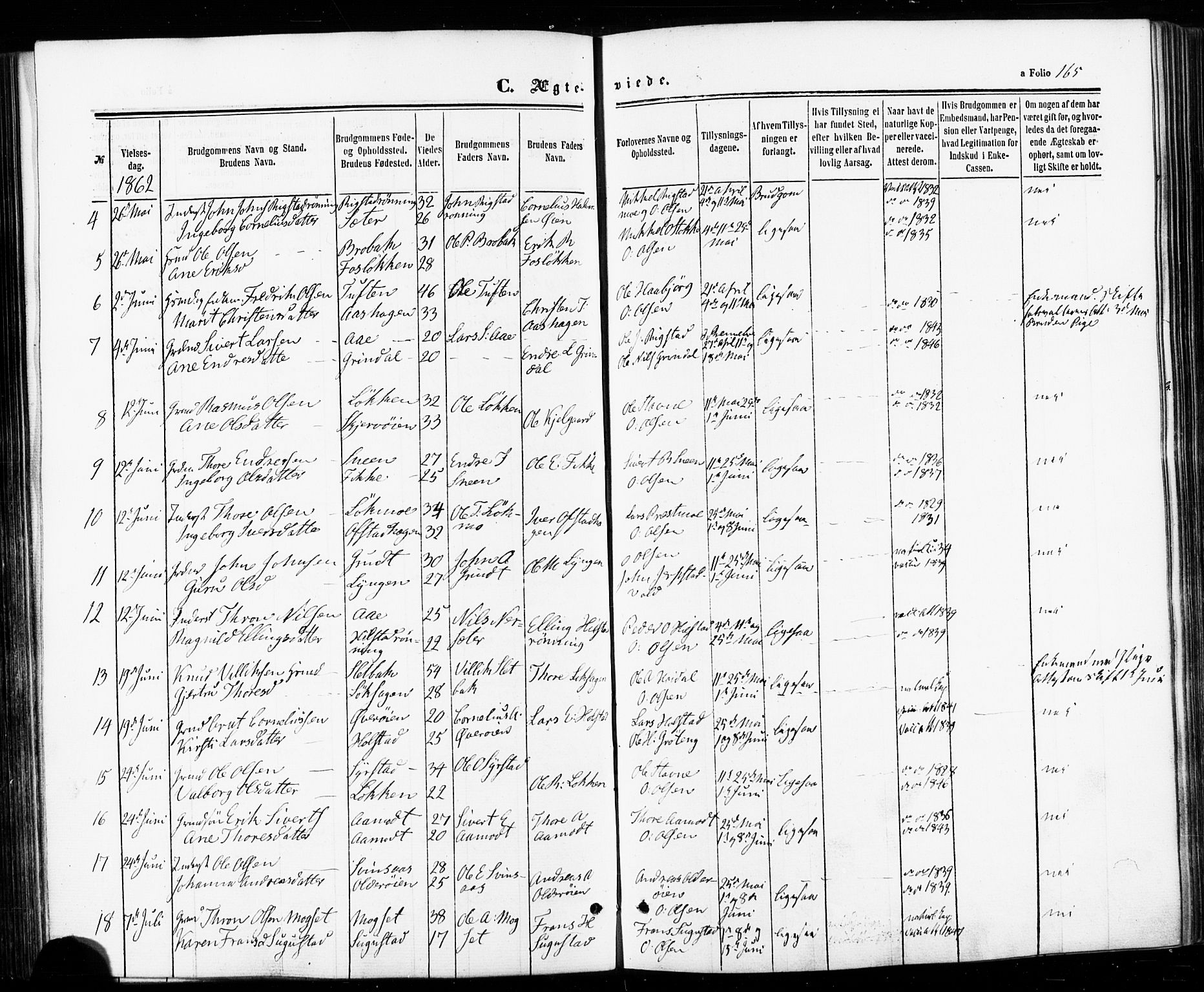 Ministerialprotokoller, klokkerbøker og fødselsregistre - Sør-Trøndelag, SAT/A-1456/672/L0856: Parish register (official) no. 672A08, 1861-1881, p. 165