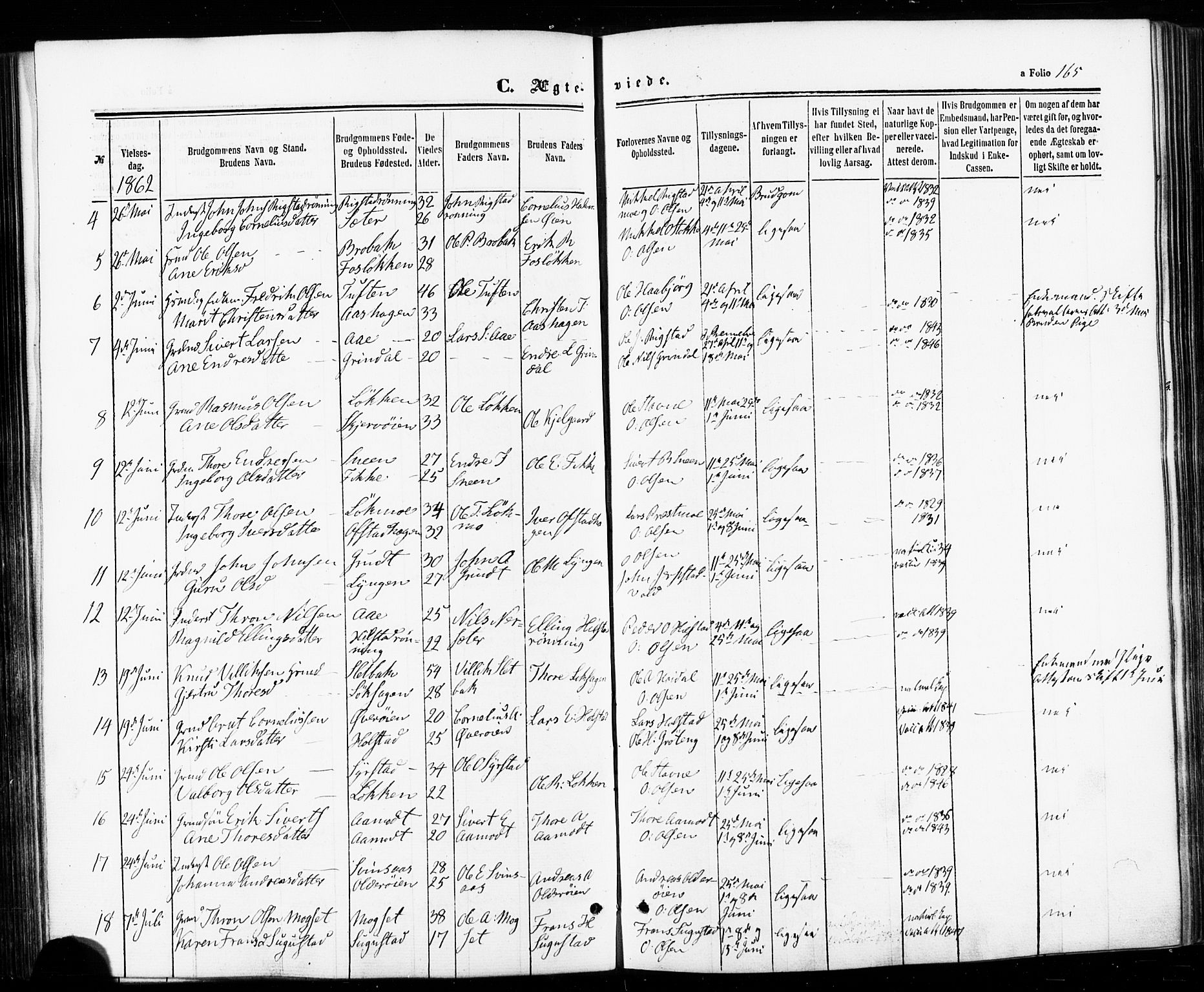 Ministerialprotokoller, klokkerbøker og fødselsregistre - Sør-Trøndelag, AV/SAT-A-1456/672/L0856: Parish register (official) no. 672A08, 1861-1881, p. 165