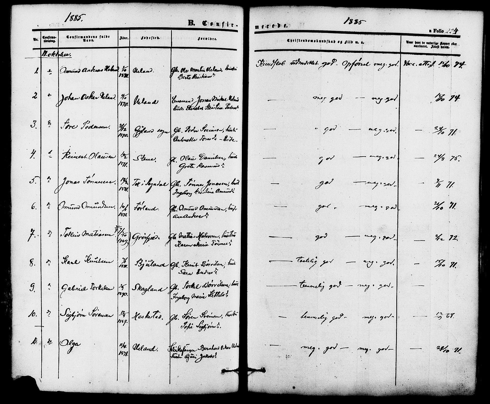 Lund sokneprestkontor, AV/SAST-A-101809/S06/L0010: Parish register (official) no. A 9, 1854-1886, p. 224