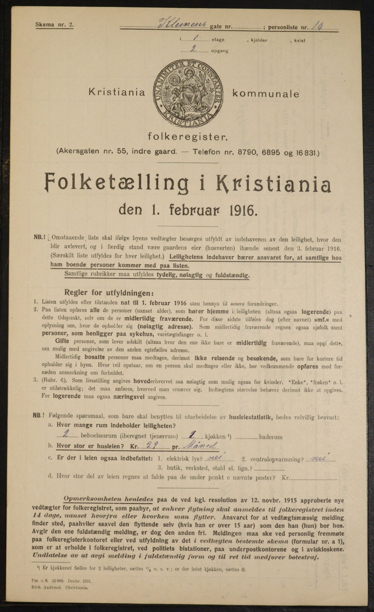 OBA, Municipal Census 1916 for Kristiania, 1916, p. 12934