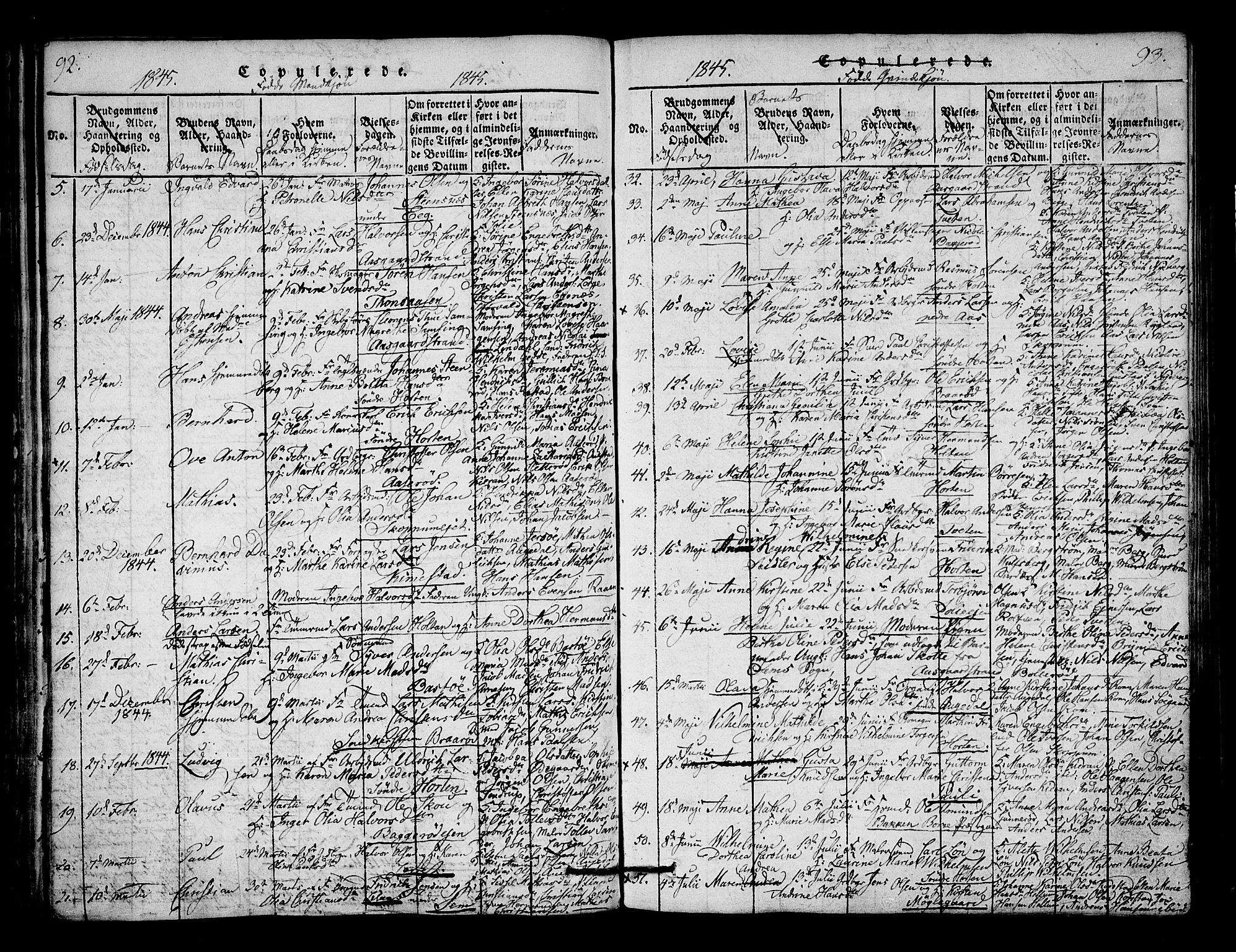 Borre kirkebøker, AV/SAKO-A-338/F/Fa/L0004: Parish register (official) no. I 4, 1815-1845, p. 92-93