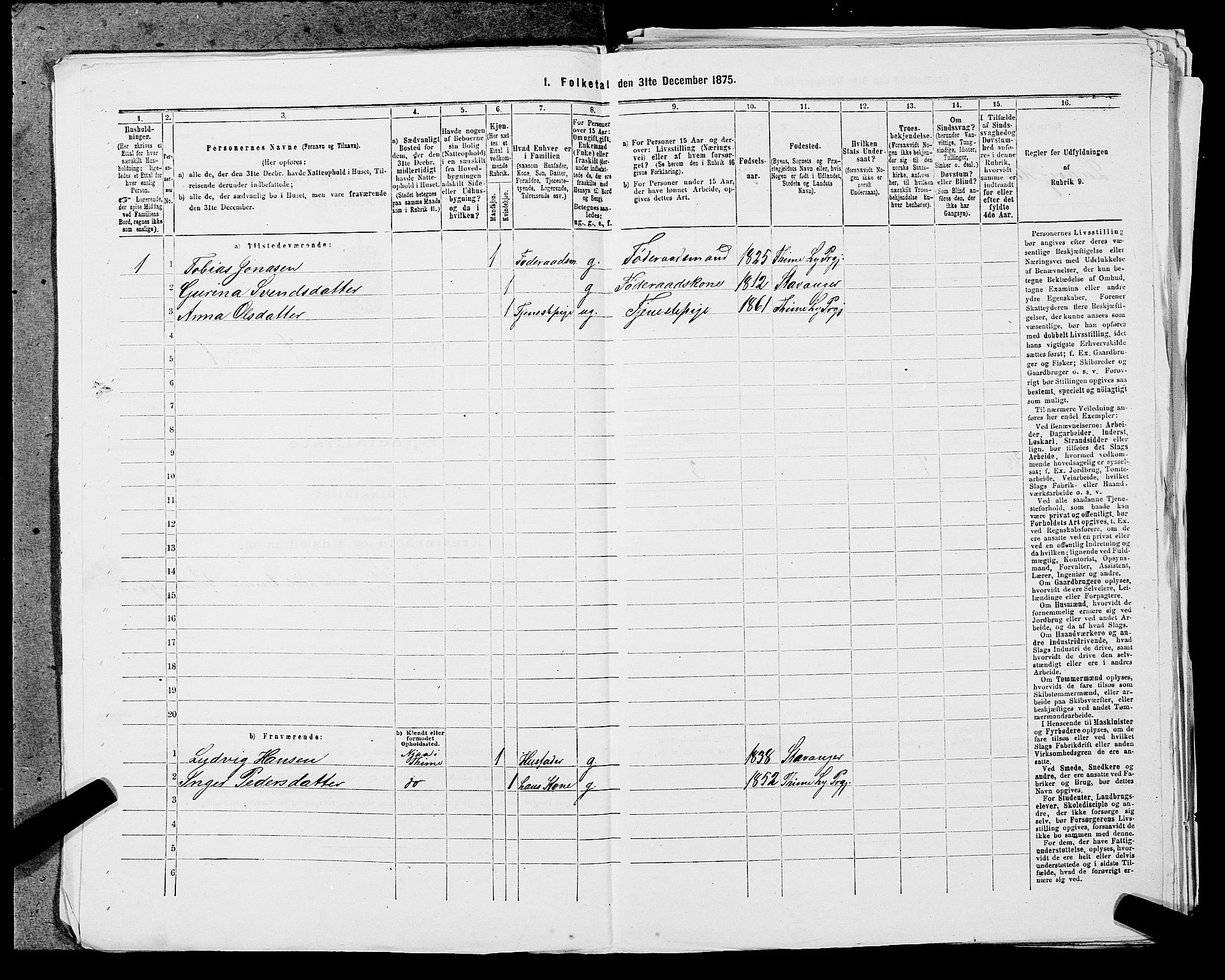 SAST, 1875 census for 1121P Lye, 1875, p. 485