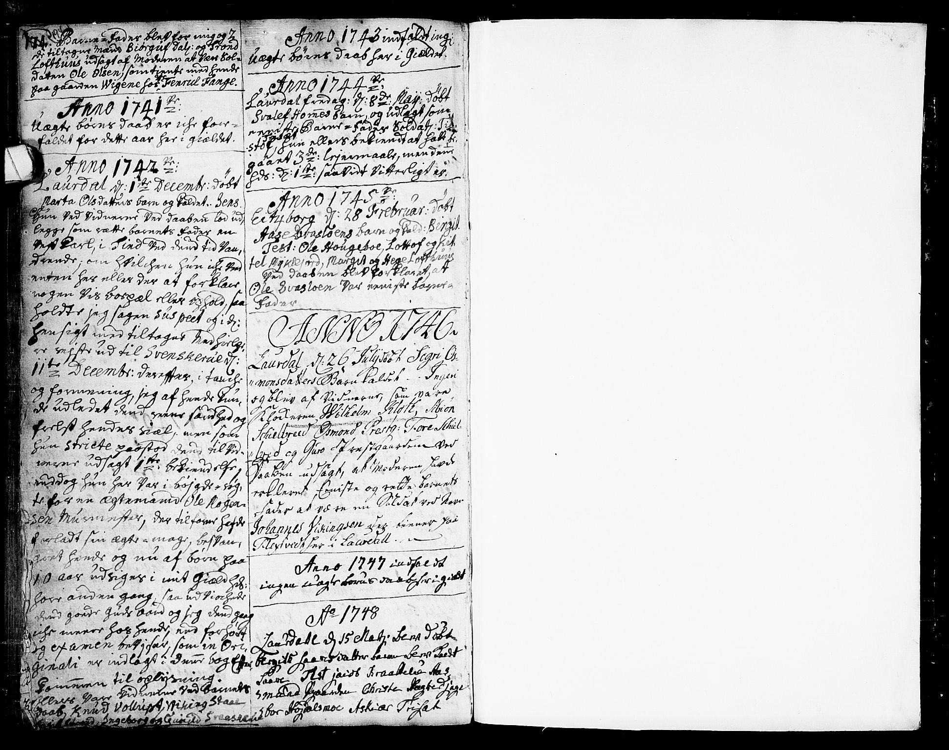 Lårdal kirkebøker, SAKO/A-284/F/Fa/L0002: Parish register (official) no. I 2, 1734-1754, p. 194-195