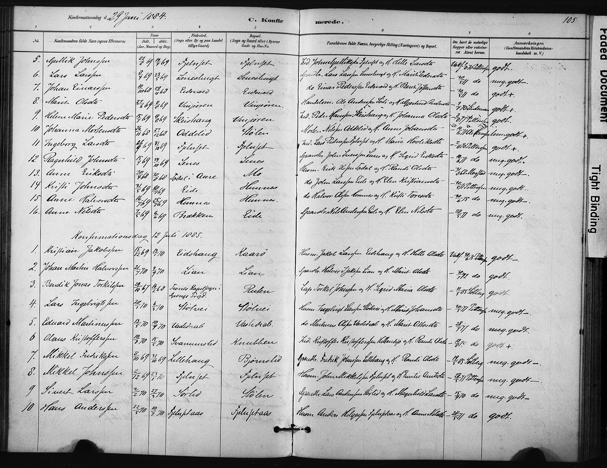 Ministerialprotokoller, klokkerbøker og fødselsregistre - Sør-Trøndelag, AV/SAT-A-1456/631/L0512: Parish register (official) no. 631A01, 1879-1912, p. 105